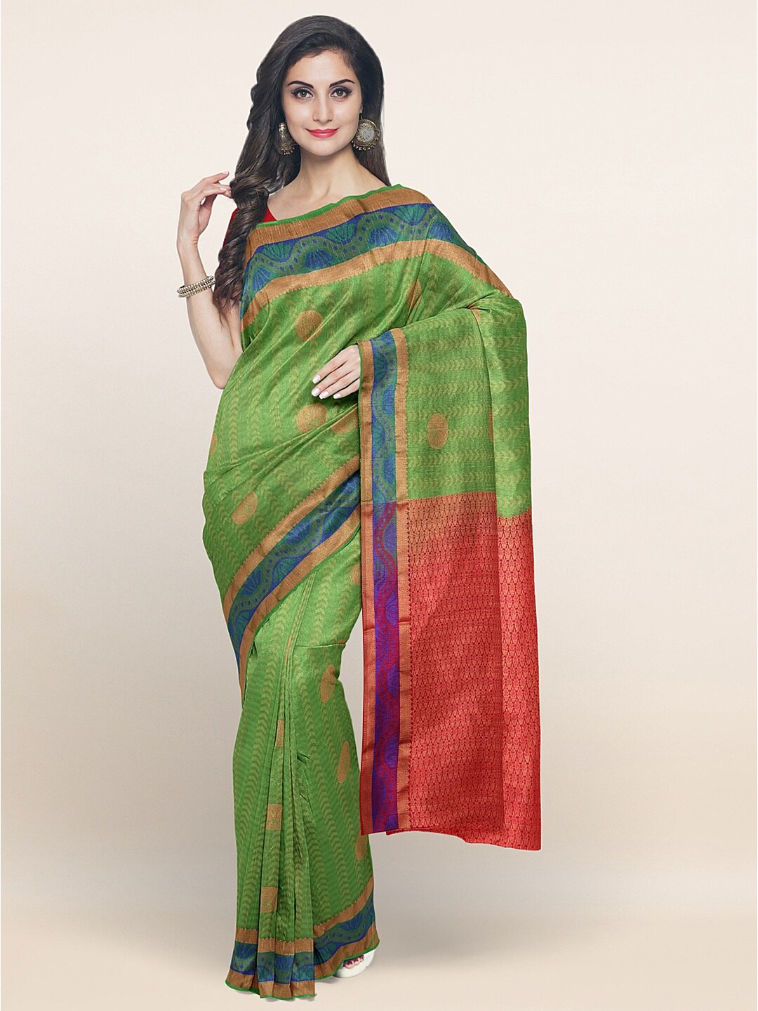 

Pothys Green & Red Woven Design Zari Art Silk Saree