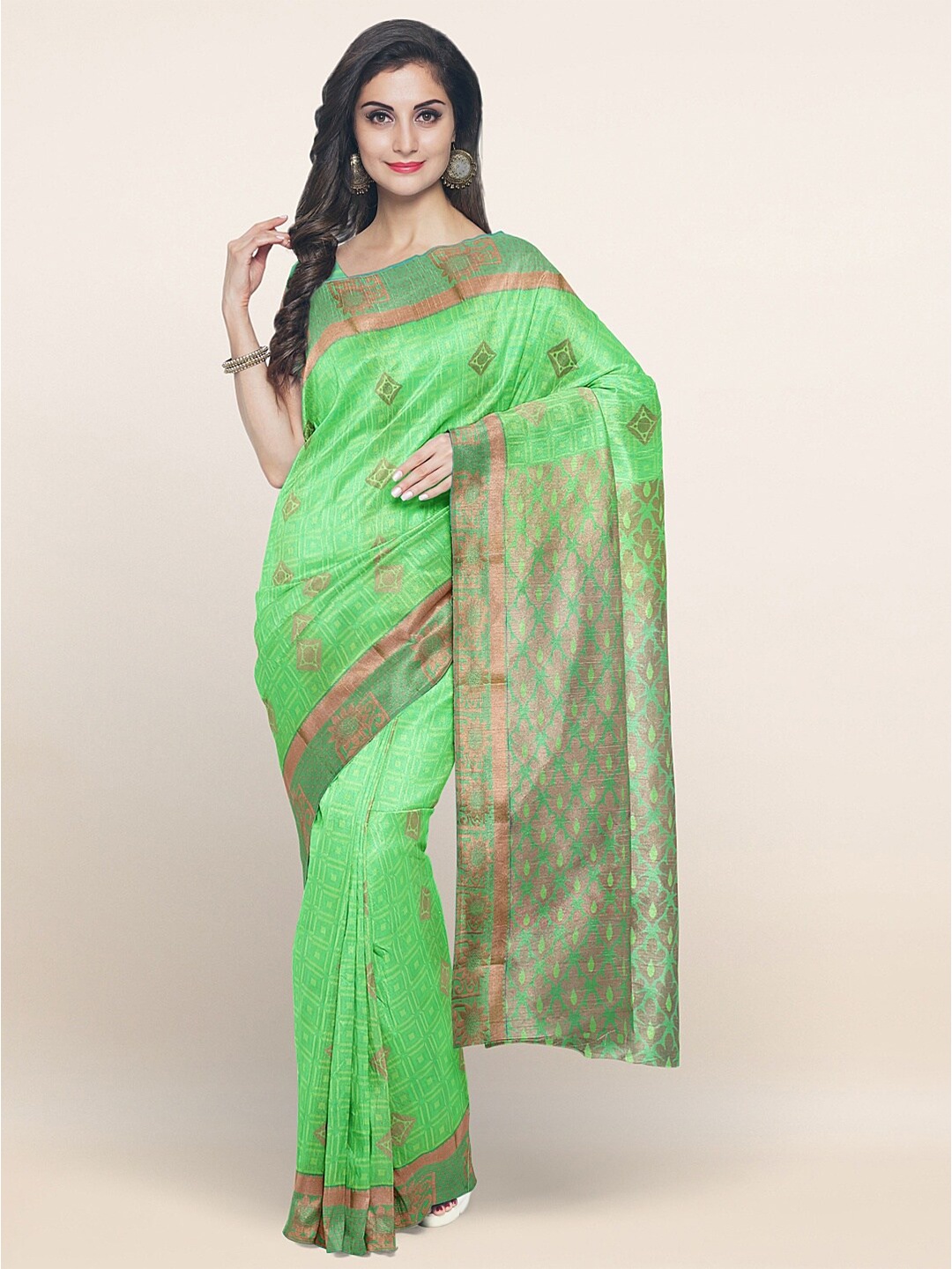 

Pothys Green Ethnic Motifs Zari Art Silk Saree