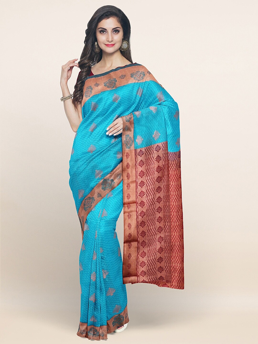 

Pothys Blue & Maroon Woven Design Zari Art Silk Saree