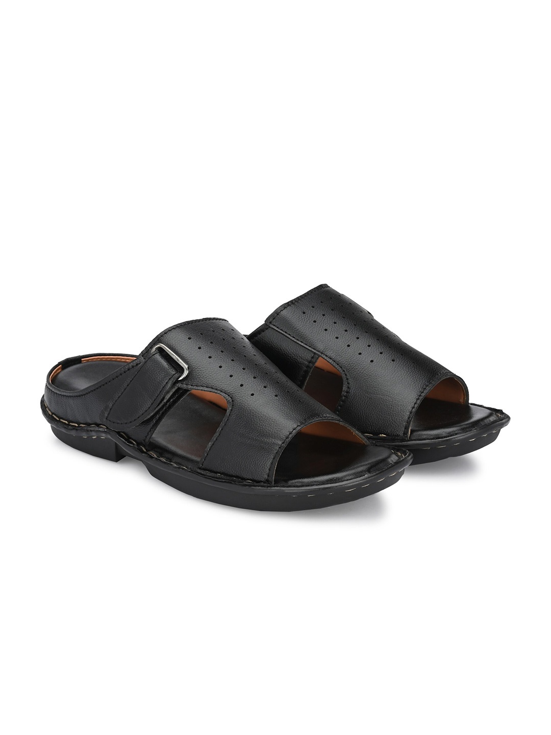 

DERBY KICKS Men Black Solid Comfort Sandals