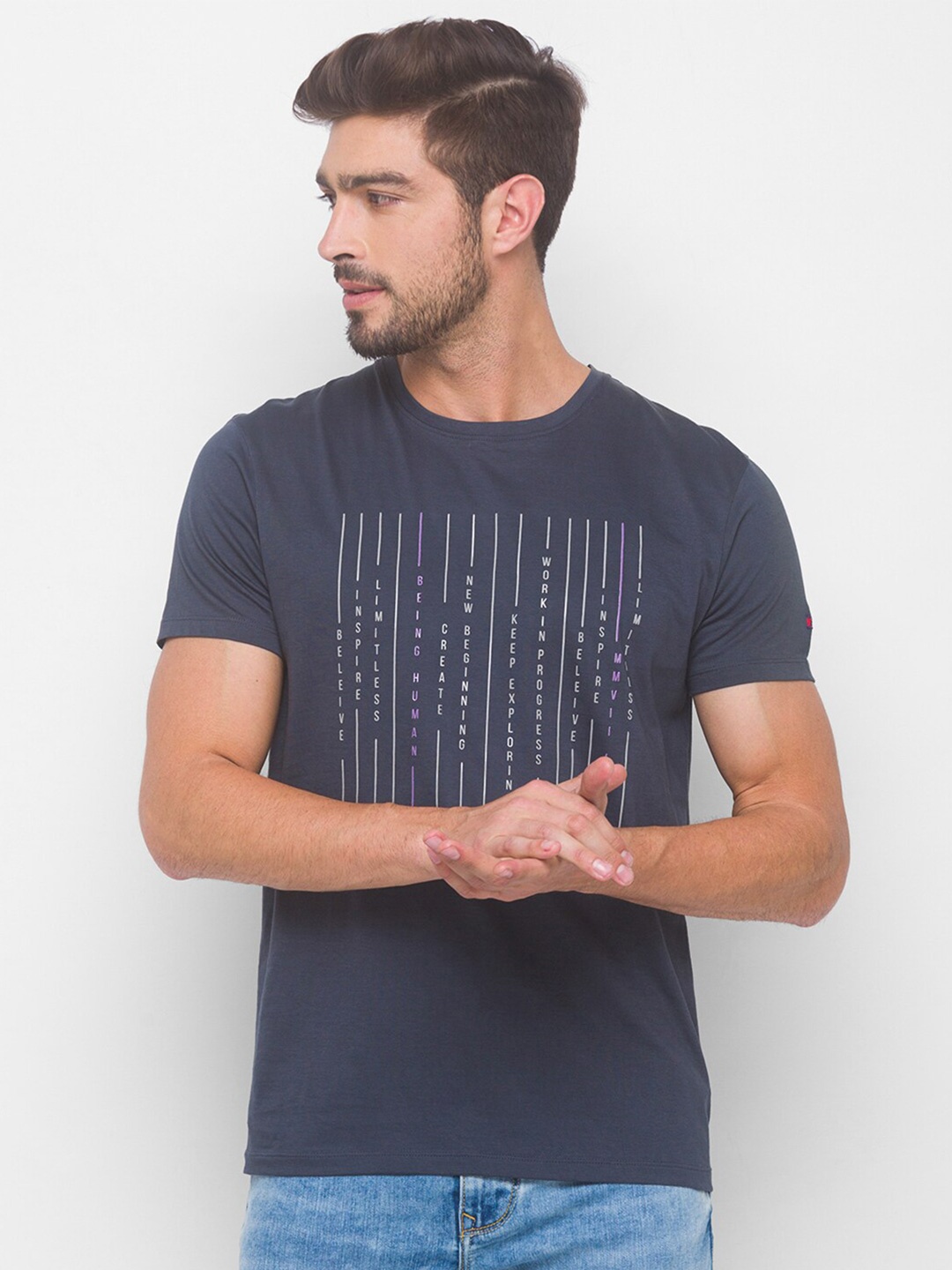 

Being Human Men Pink Typography Printed T-shirt