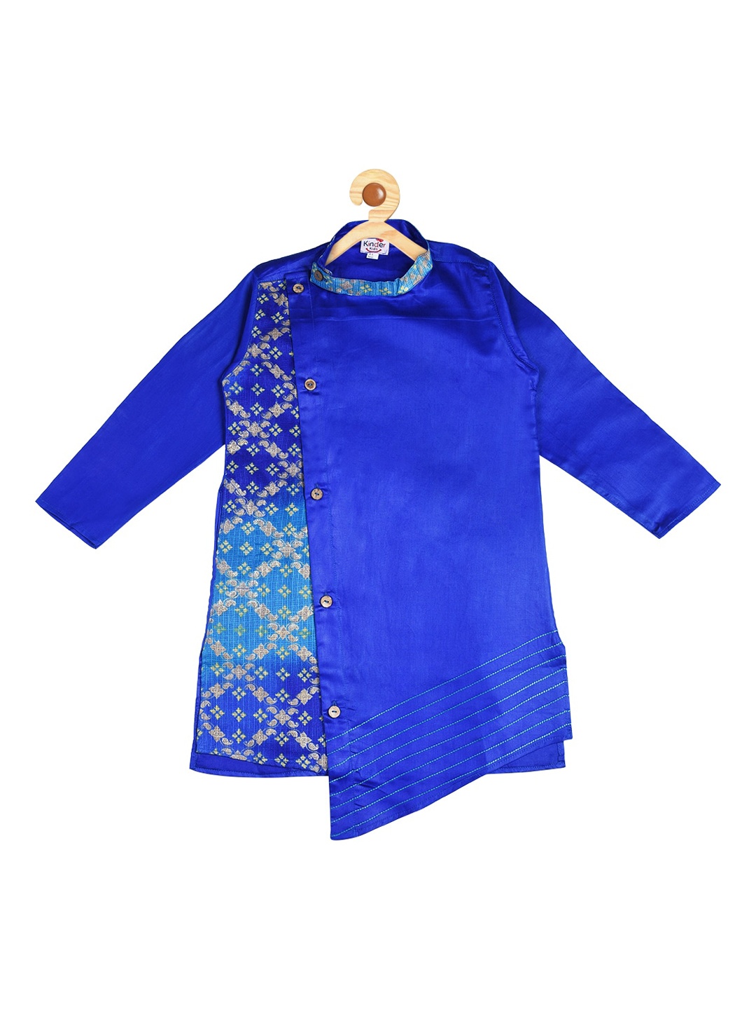 

Kinder Kids Boys Blue Printed Cotton Kurta