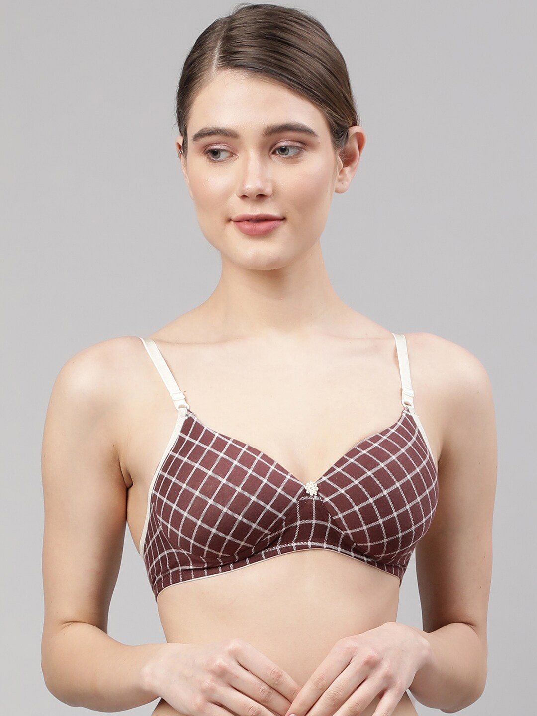 

PrettyCat Brown Geometric Bra Lightly Padded