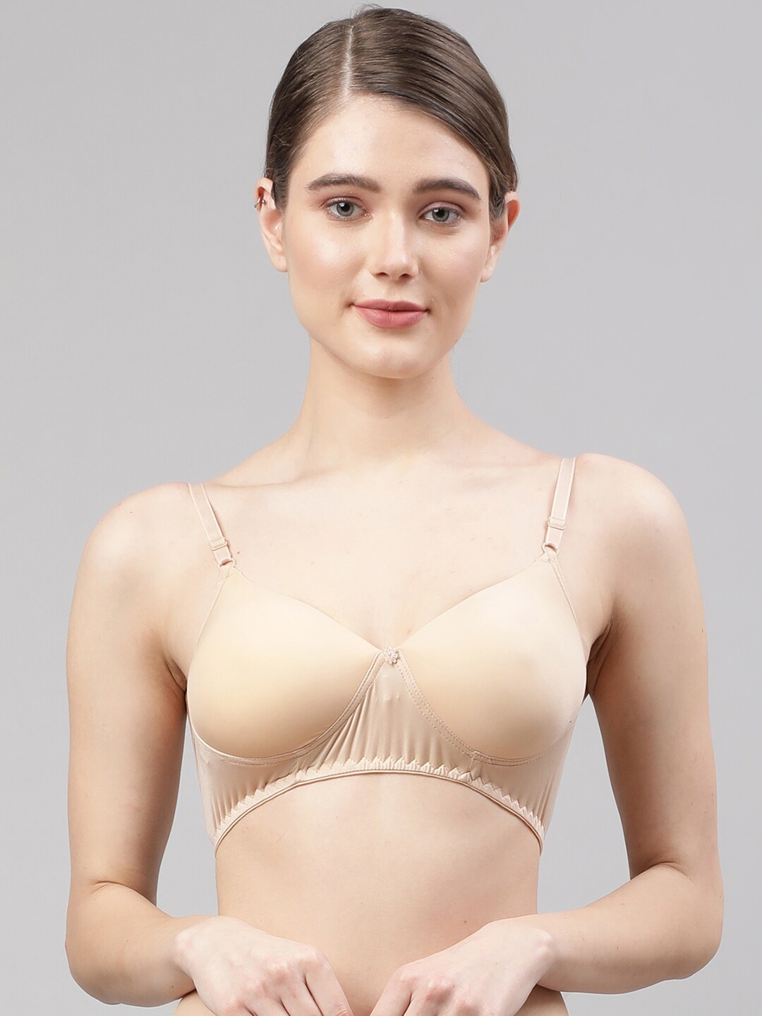 

PrettyCat Beige Non Wired Lightly Padded Super Support Bra