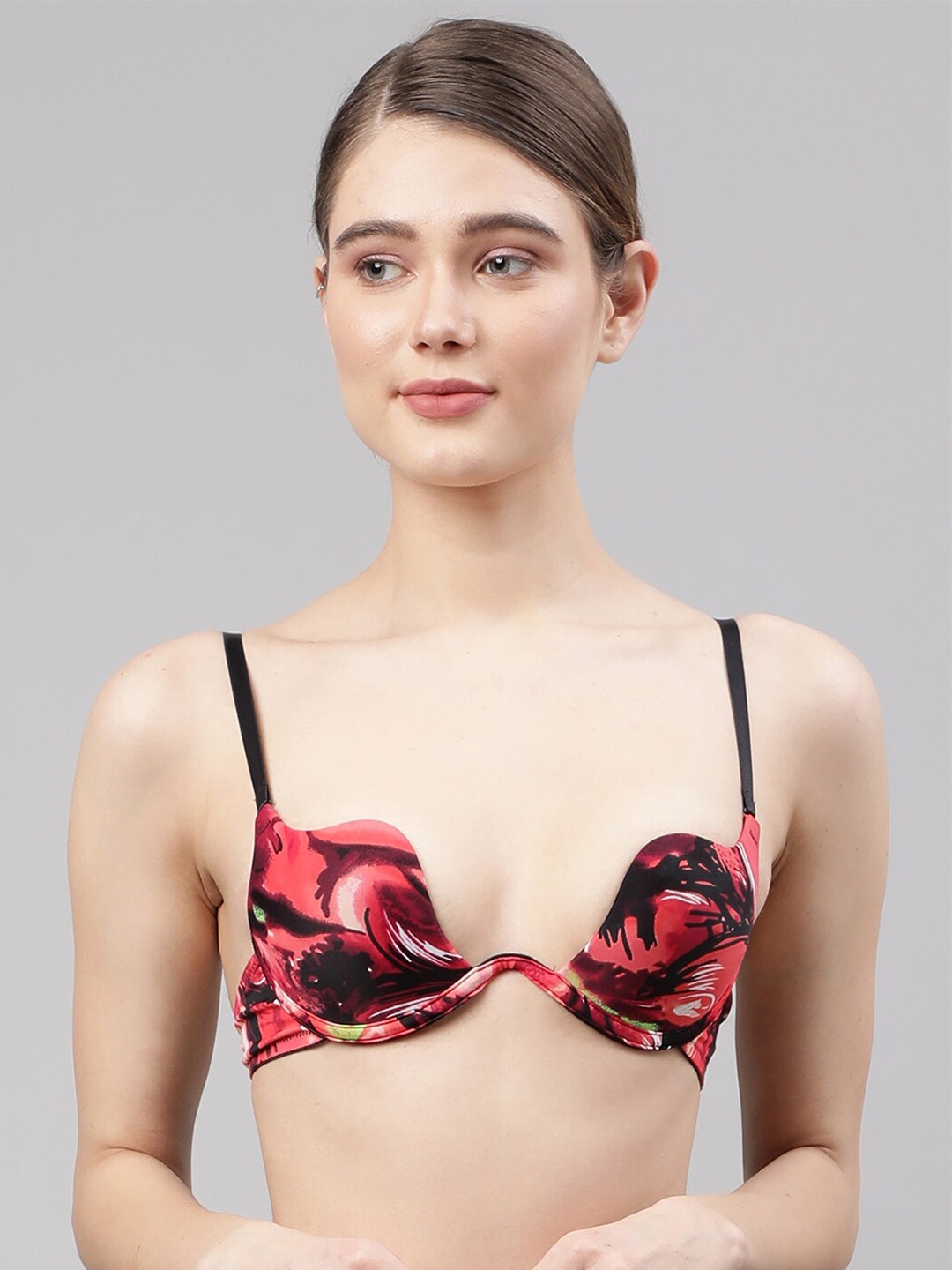 

PrettyCat Pink & Blue Abstract Bra Underwired Lightly Padded