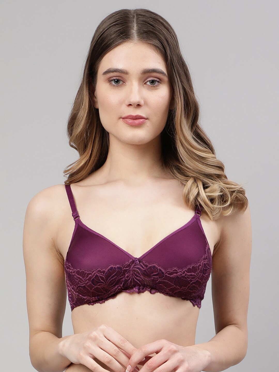 

PrettyCat Purple Floral Bra Lightly Padded