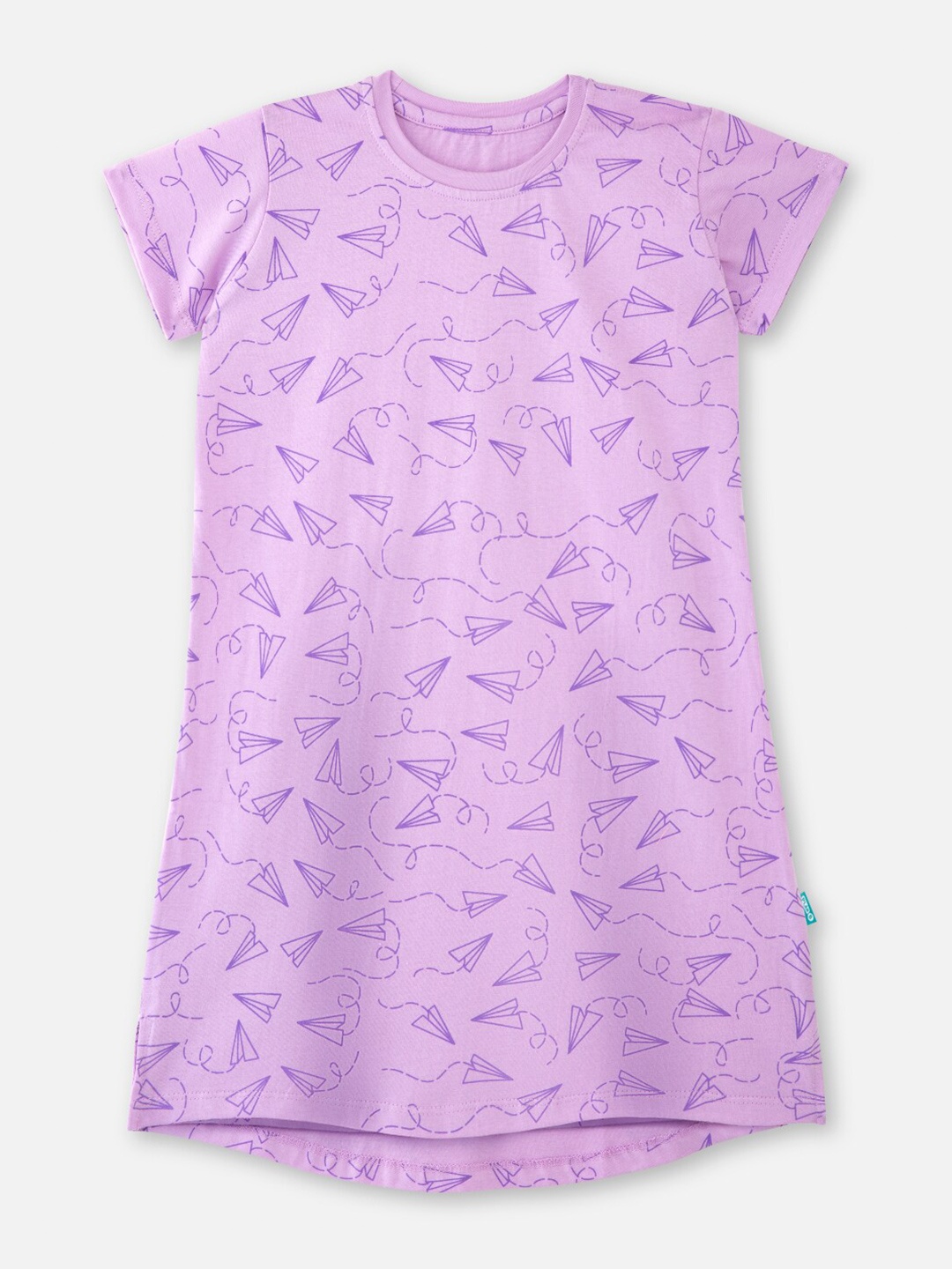 

You Got Plan B Girls Lavender Printed Pure Cotton T Shirt Nightdress