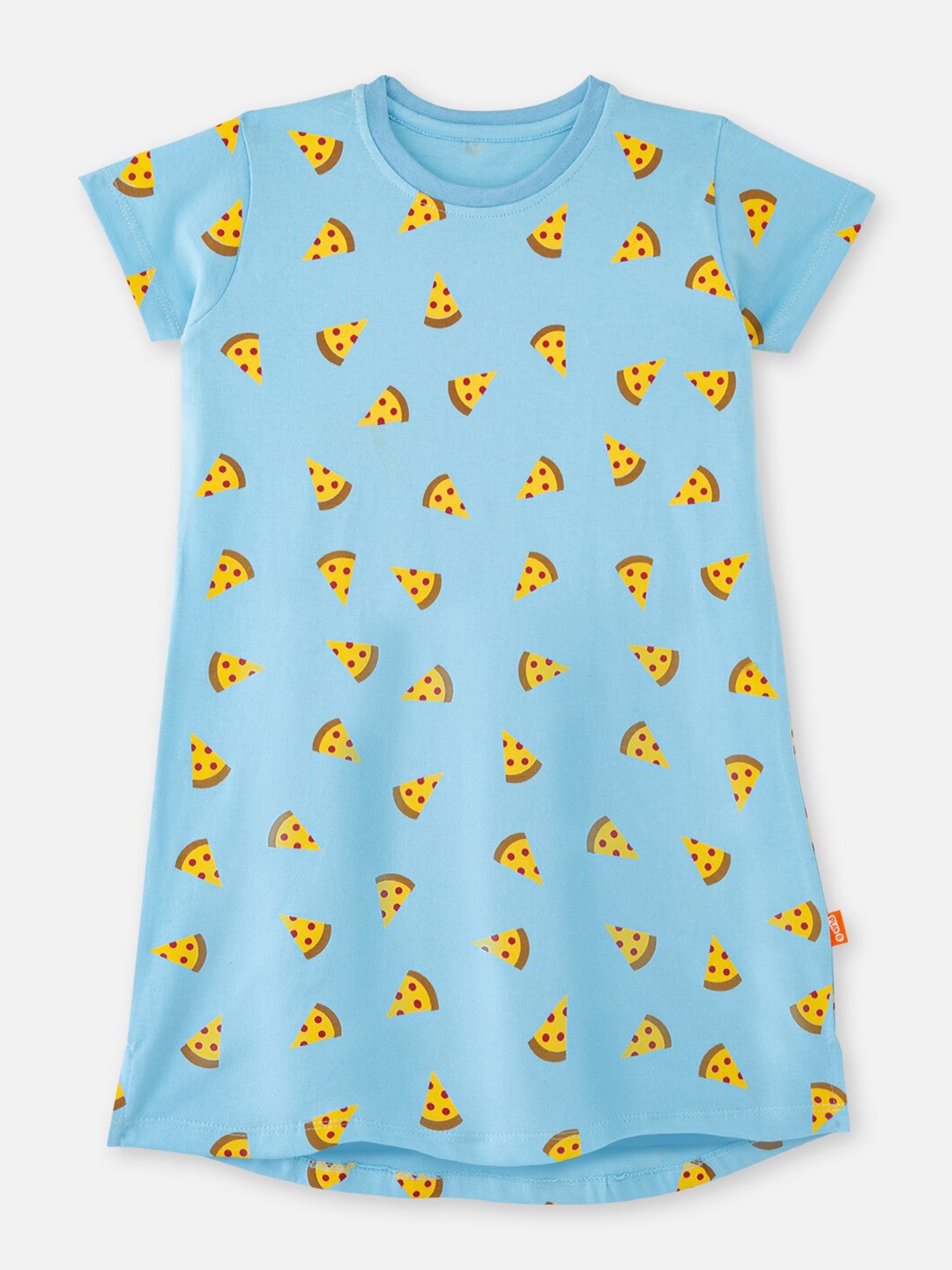 

You Got Plan B Girls Blue & Yellow Graphic Printed Pure Cotton T-shirt Nightdress