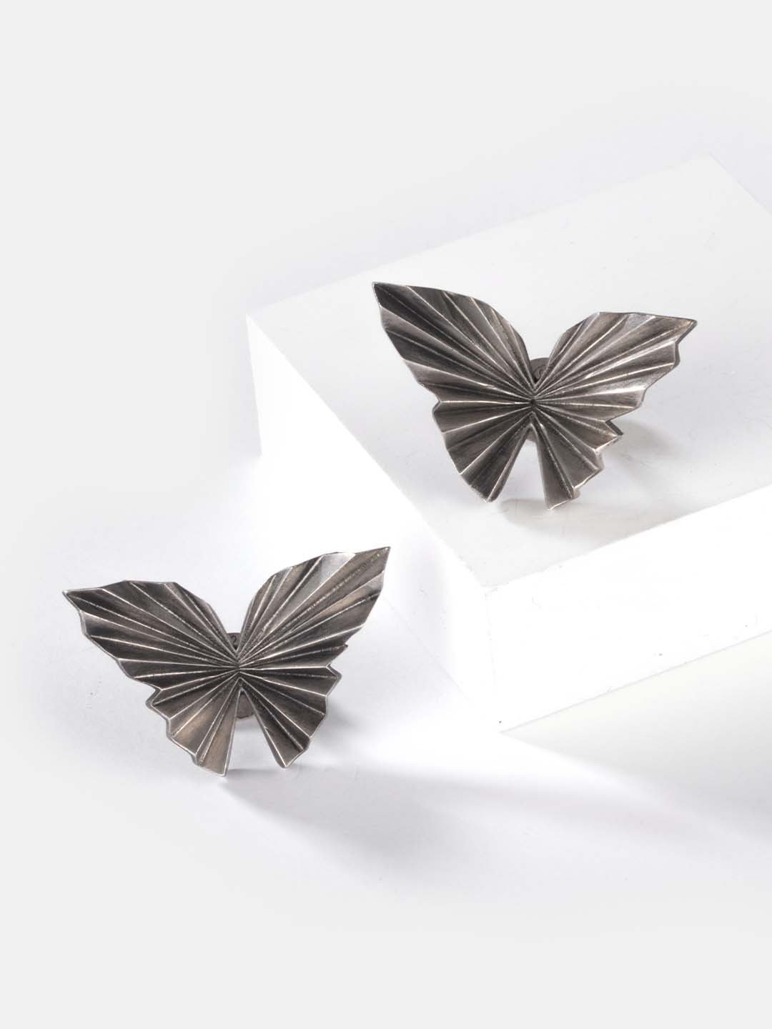 

SHAYA Silver-Toned Contemporary Studs Earrings