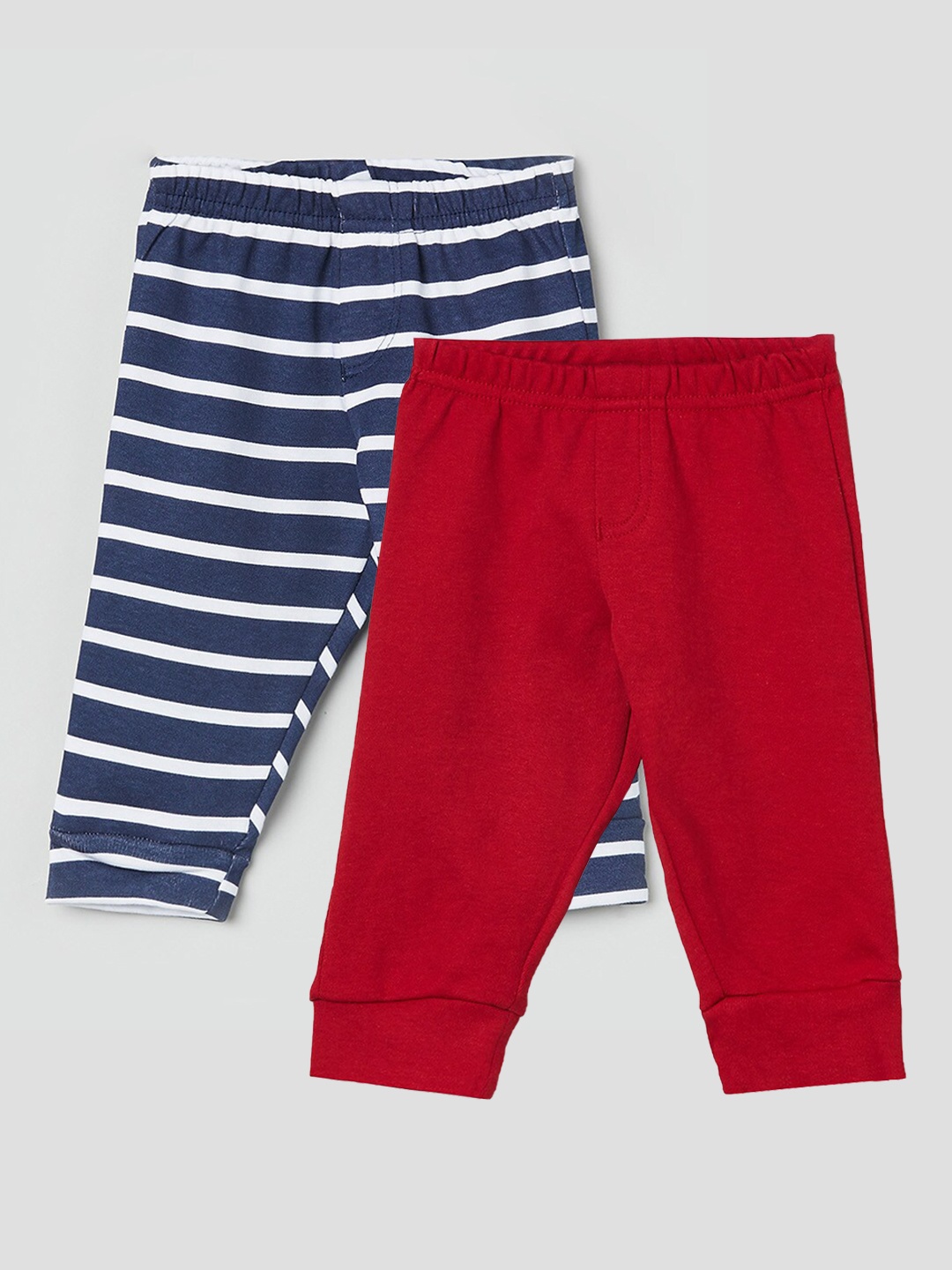 

max Boys Pack Of 2 navy Blue & Red Cotton Lounge Pants