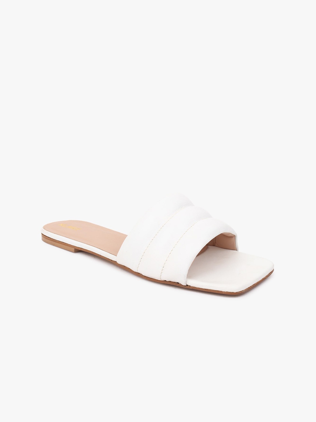 

KLASE Women White Leather Open Toe Flats