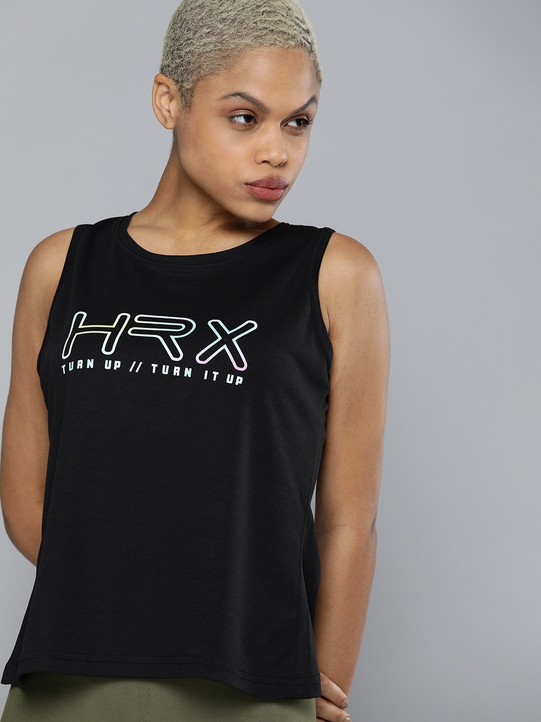 

HRX By Hrithik Roshan Training Women Jet Black Rapid-Dry Brand Carrier Tops