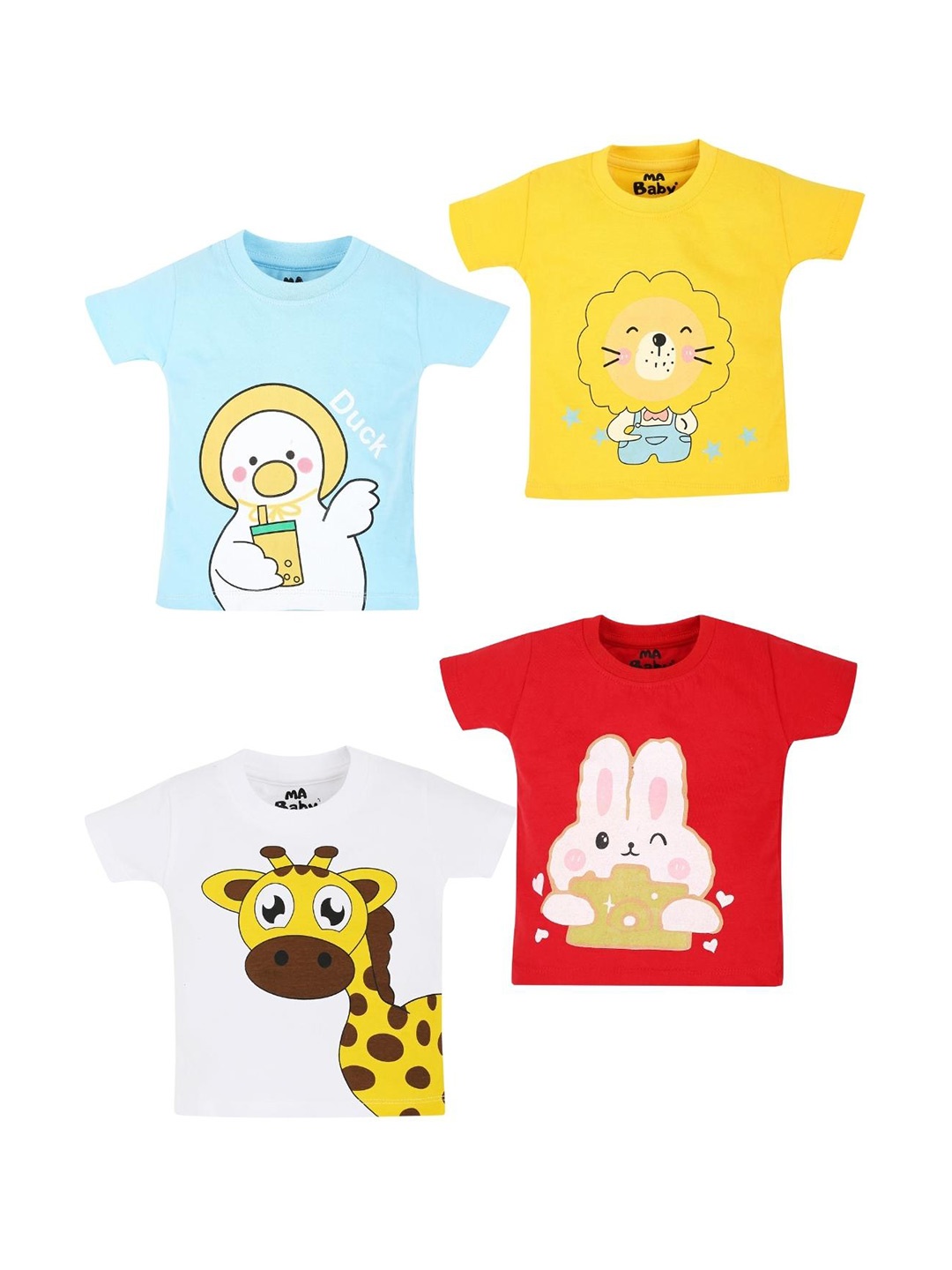 

MA Baby Kids Pack Of 4 Printed T-shirt, Yellow