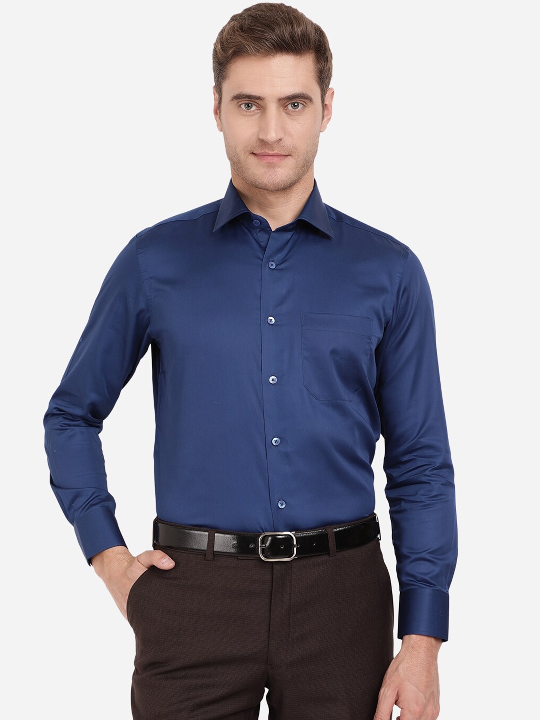 

METAL Men Blue Slim Fit Cotton Formal Shirt