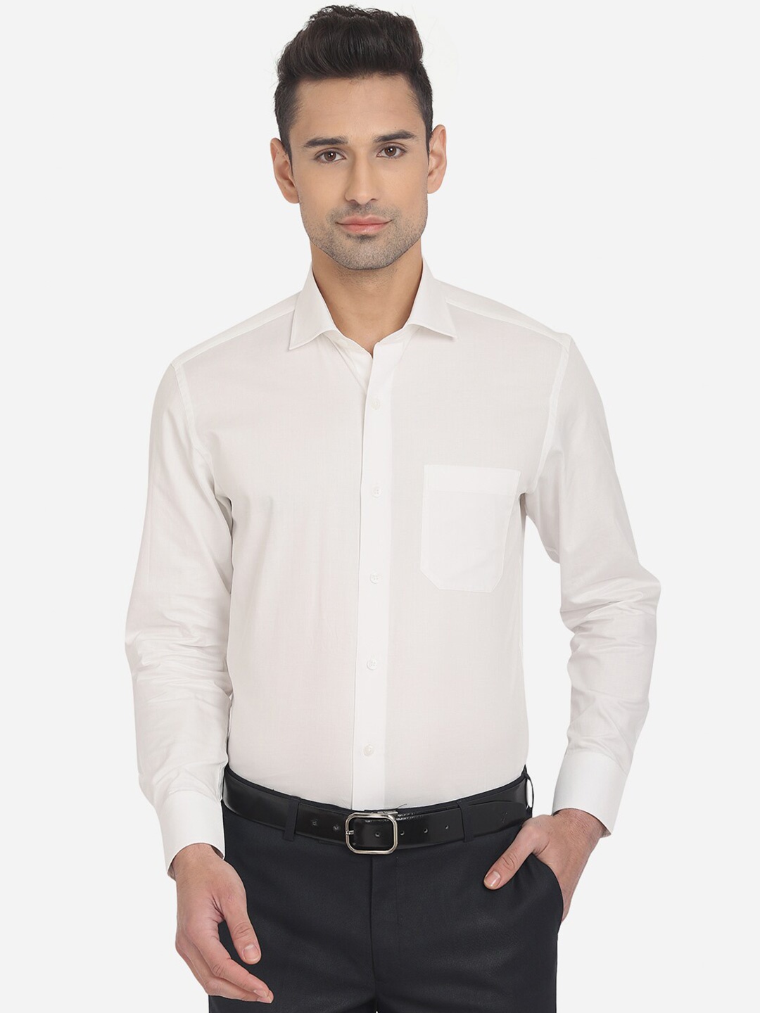 

METAL Men White Slim Fit Cotton Formal Shirt