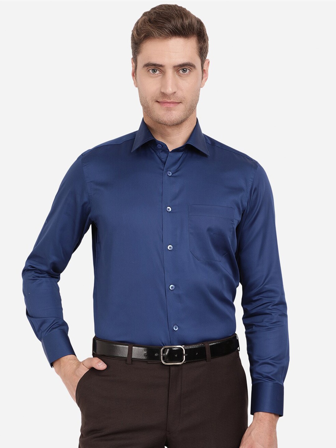 

METAL Men Blue Cotton Slim Fit Formal Shirt