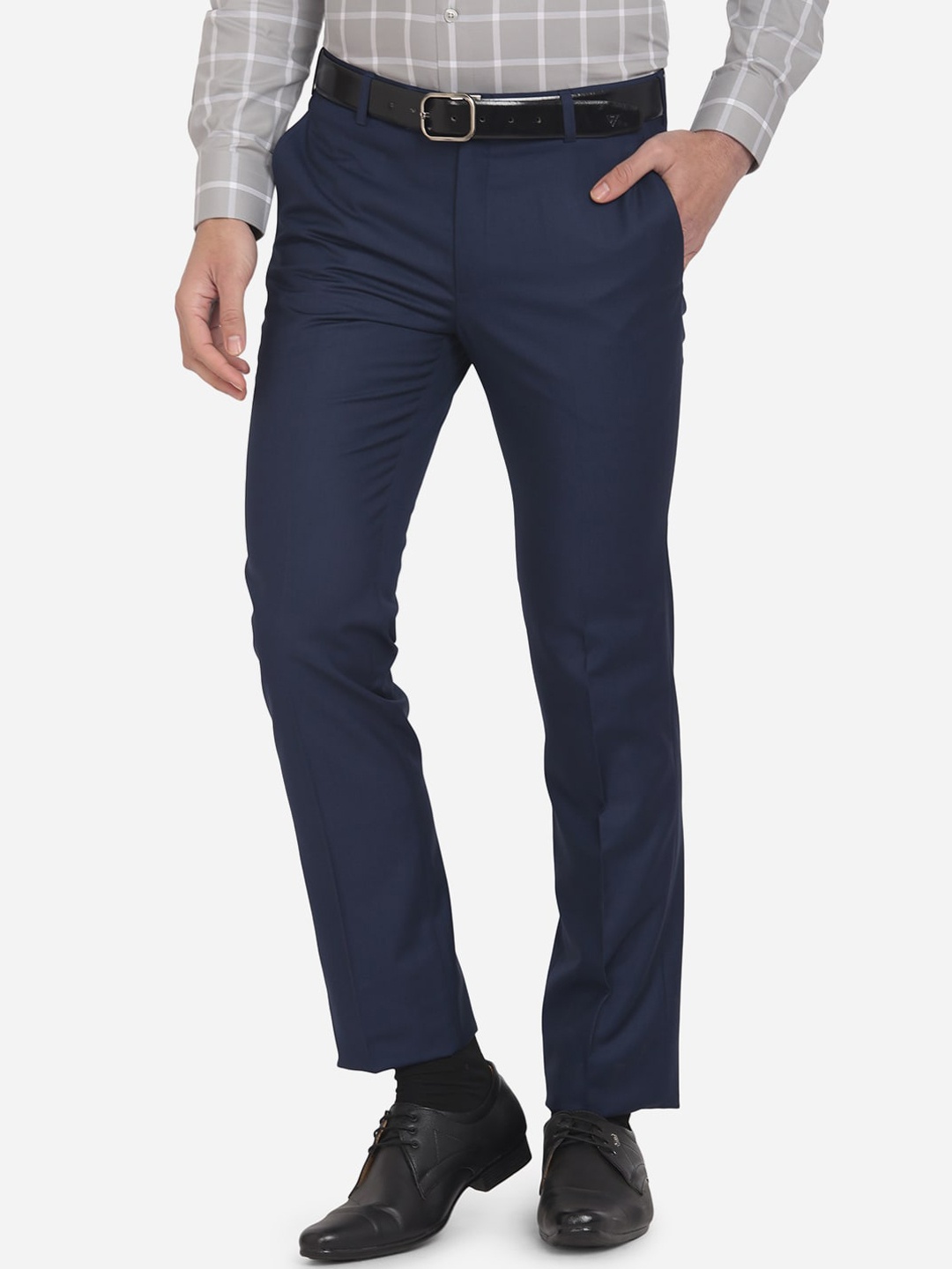 

METAL Men Navy Blue Slim Fit Easy Wash Trousers