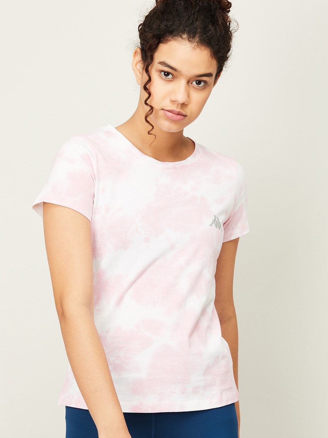 

Kappa Women Peach-Coloured & White Dyed T-shirt