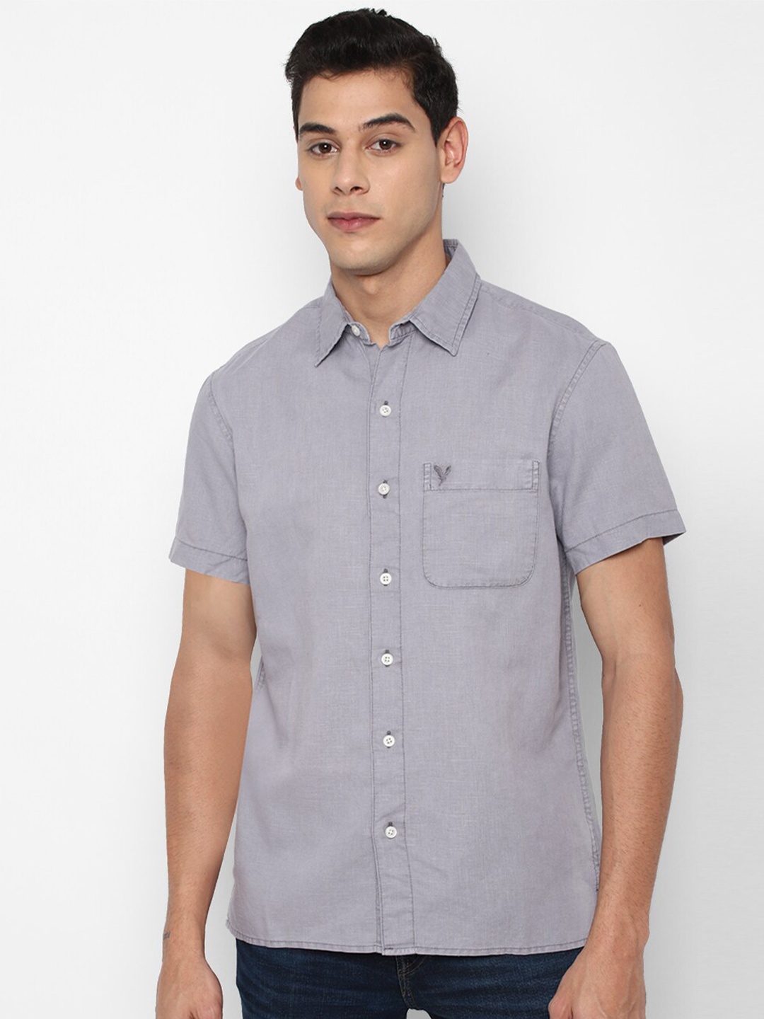 

AMERICAN EAGLE OUTFITTERS Men Grey Short Sleeves Casual Shirt