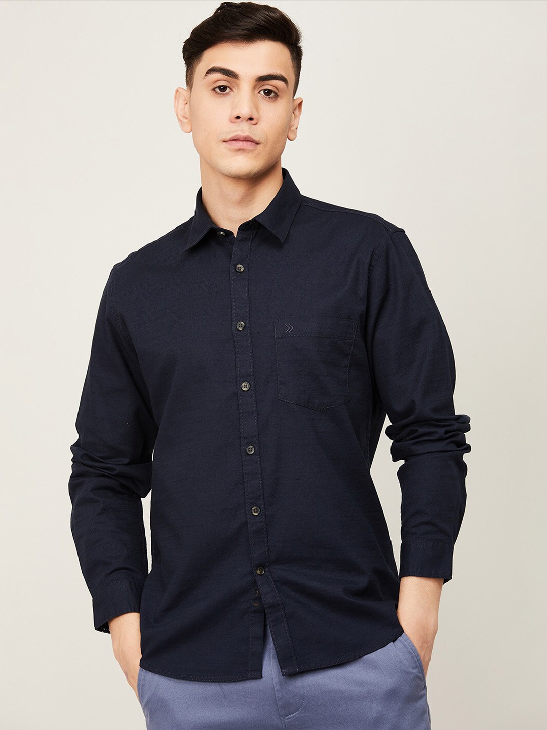 

CODE by Lifestyle Men Navy Blue Slim Fit Cotton Casual Shirt