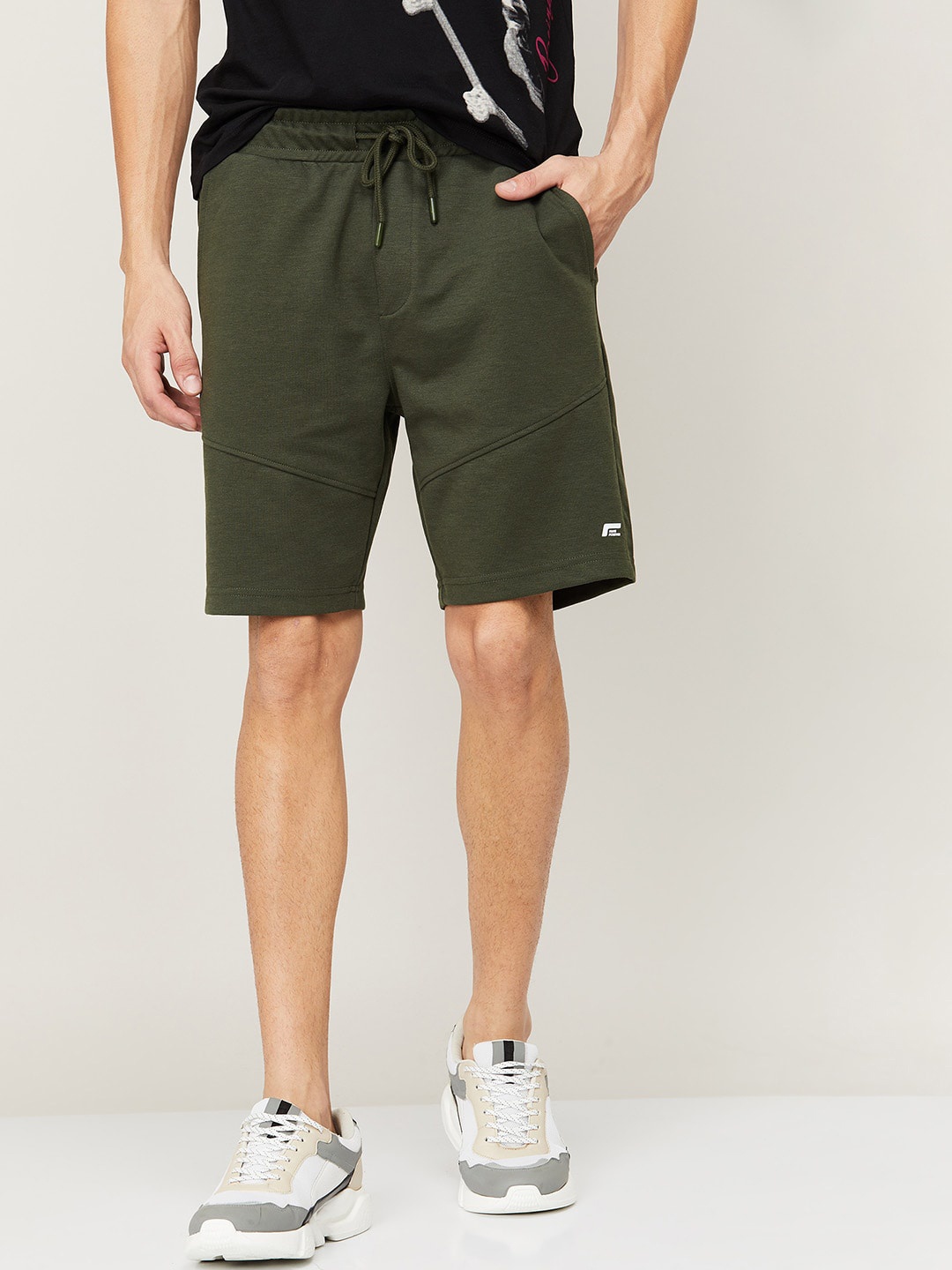 

Fame Forever by Lifestyle Men Olive Green Solid Cotton Shorts