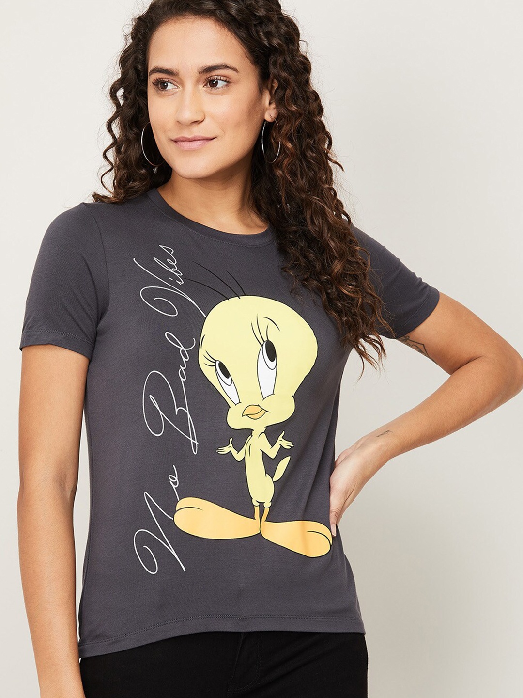 

Ginger by Lifestyle Grey Tweety Printed Top