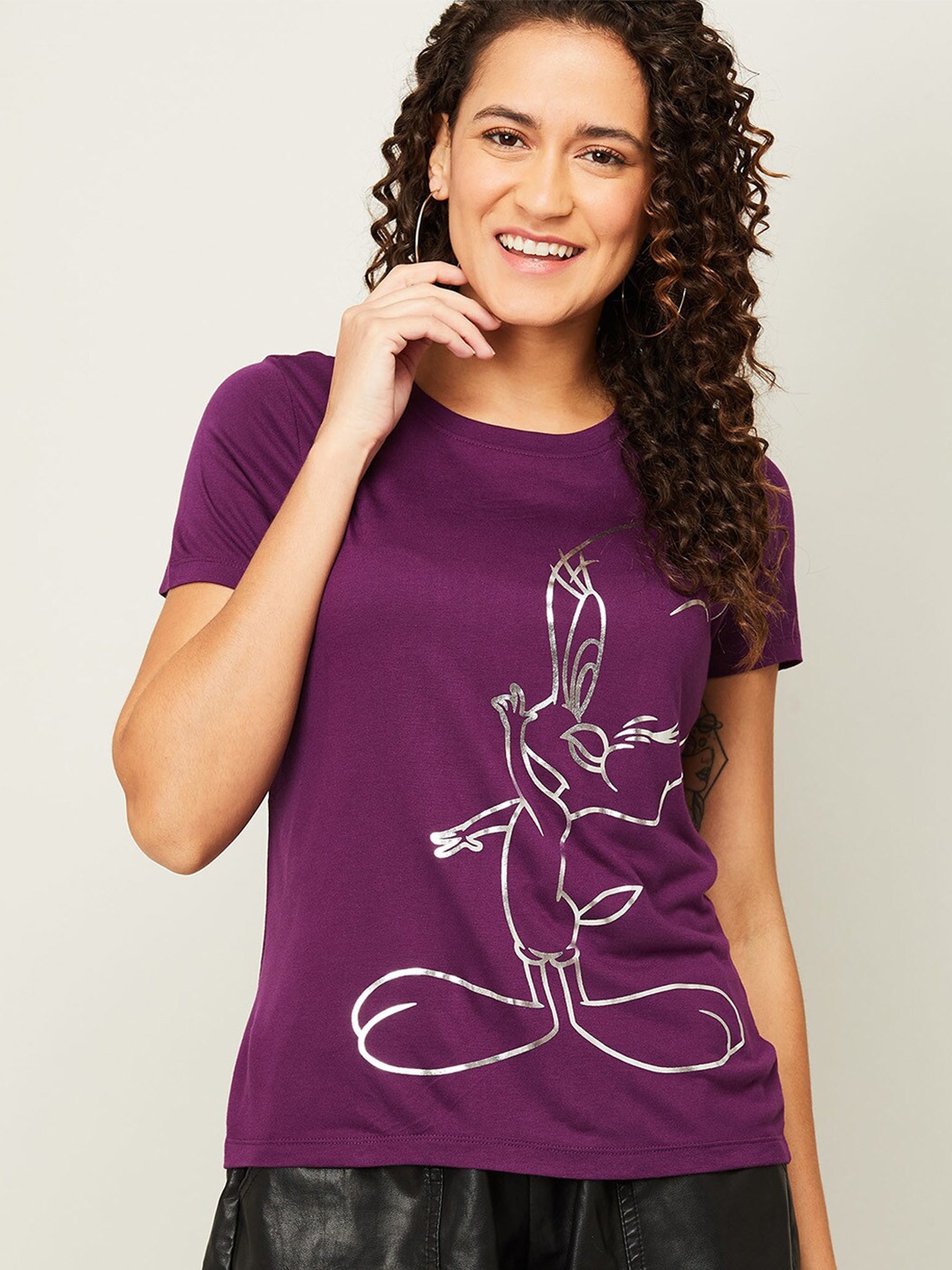 

Ginger by Lifestyle Purple Printed Top