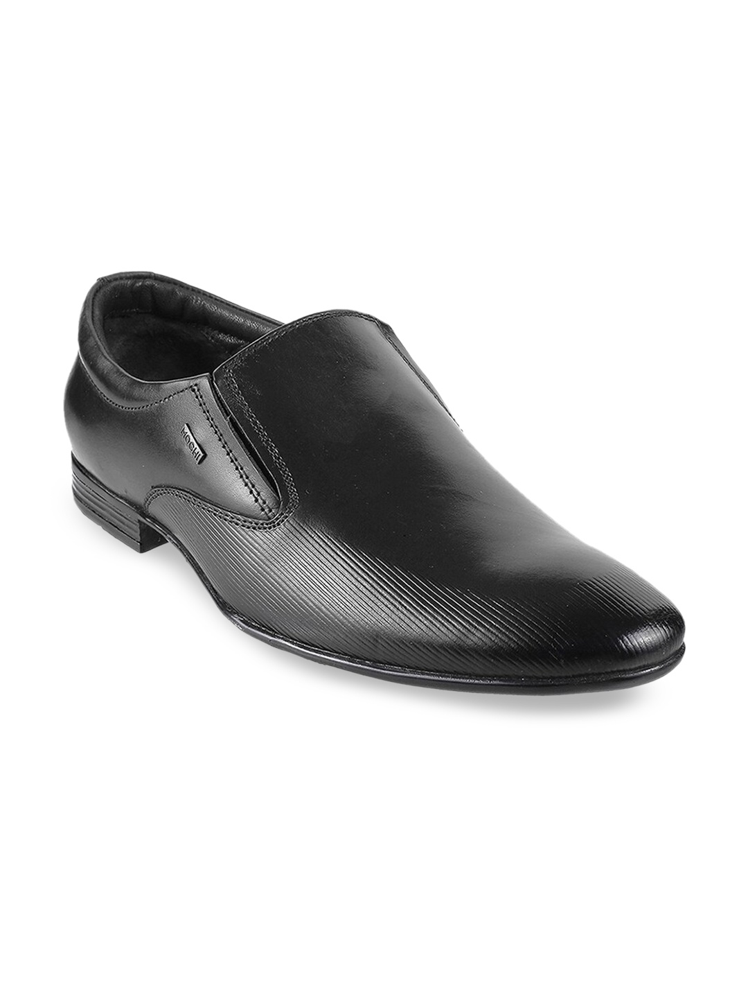 

Metro Men Black Leather Formal Slip on Shoes