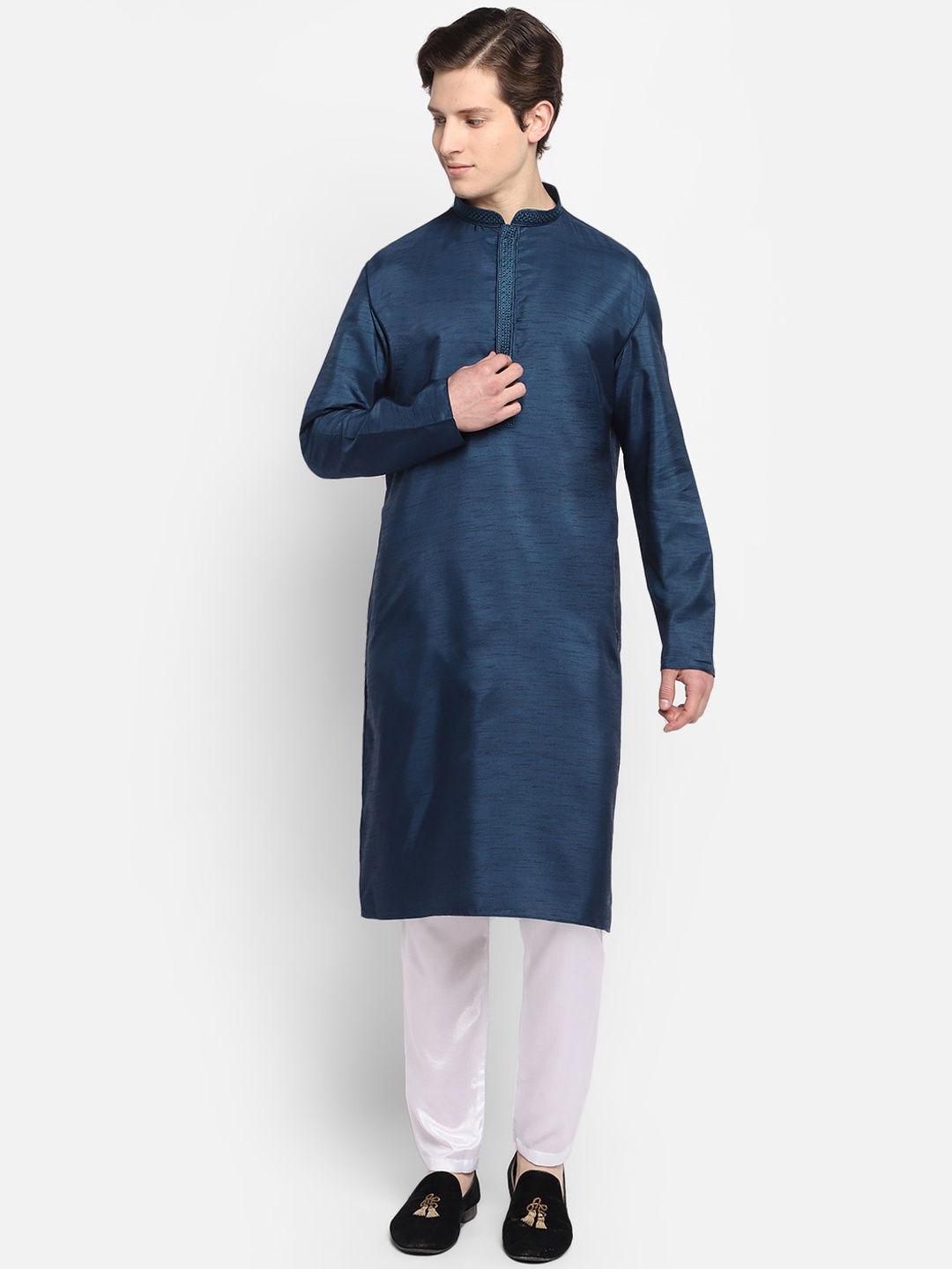 

DEVOILER Men Blue Solid Kurta