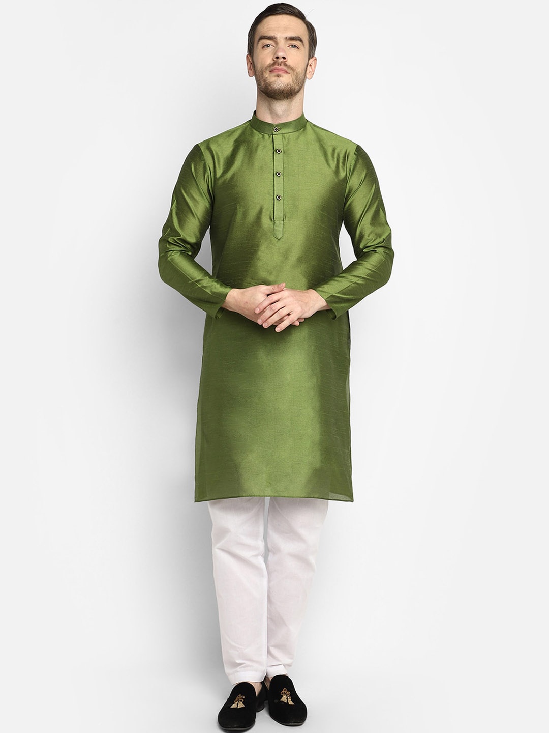 

DEVOILER Men Green Kurta