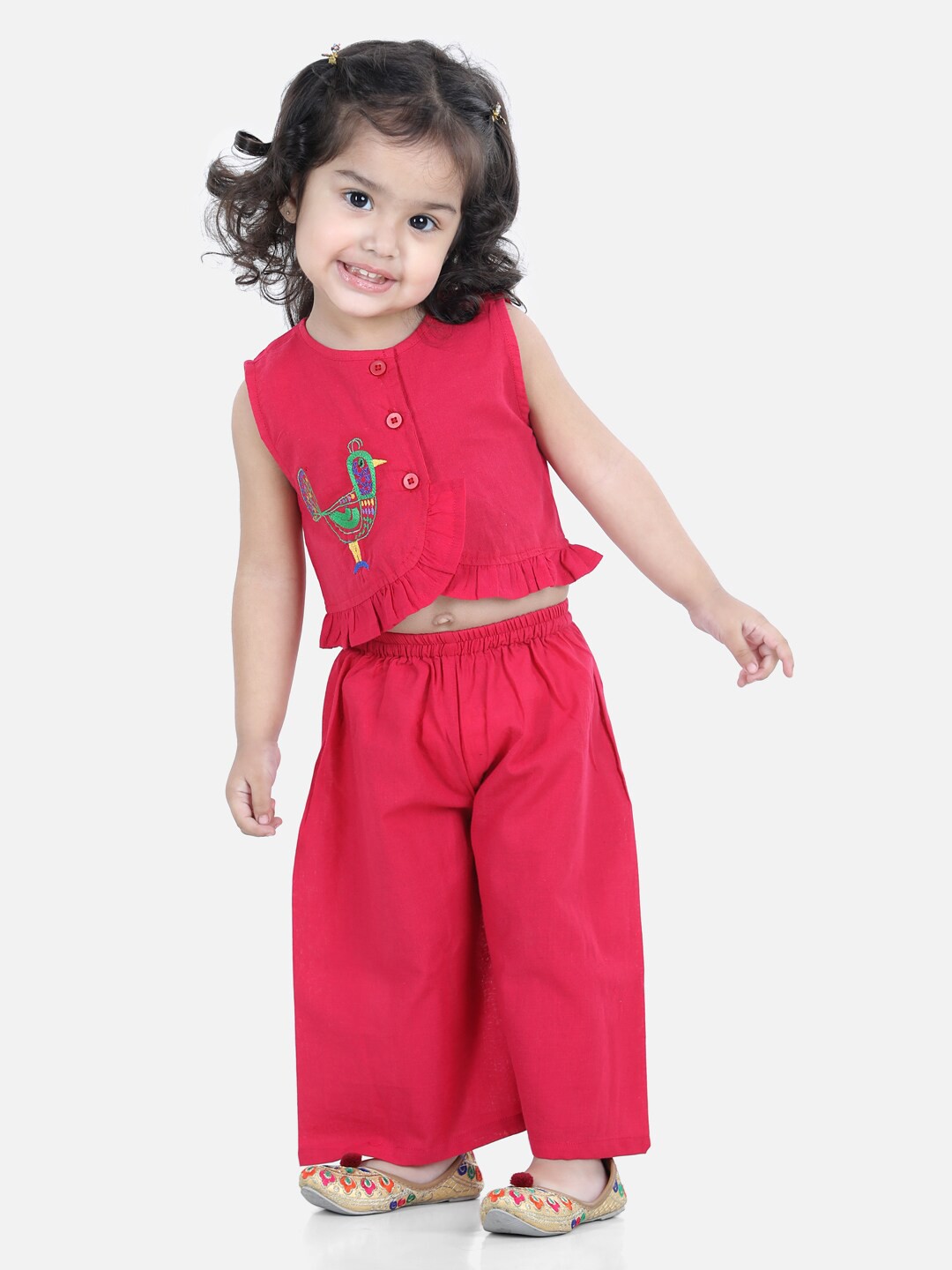 

BownBee Girls Pink Pure Cotton Top with Palazzos