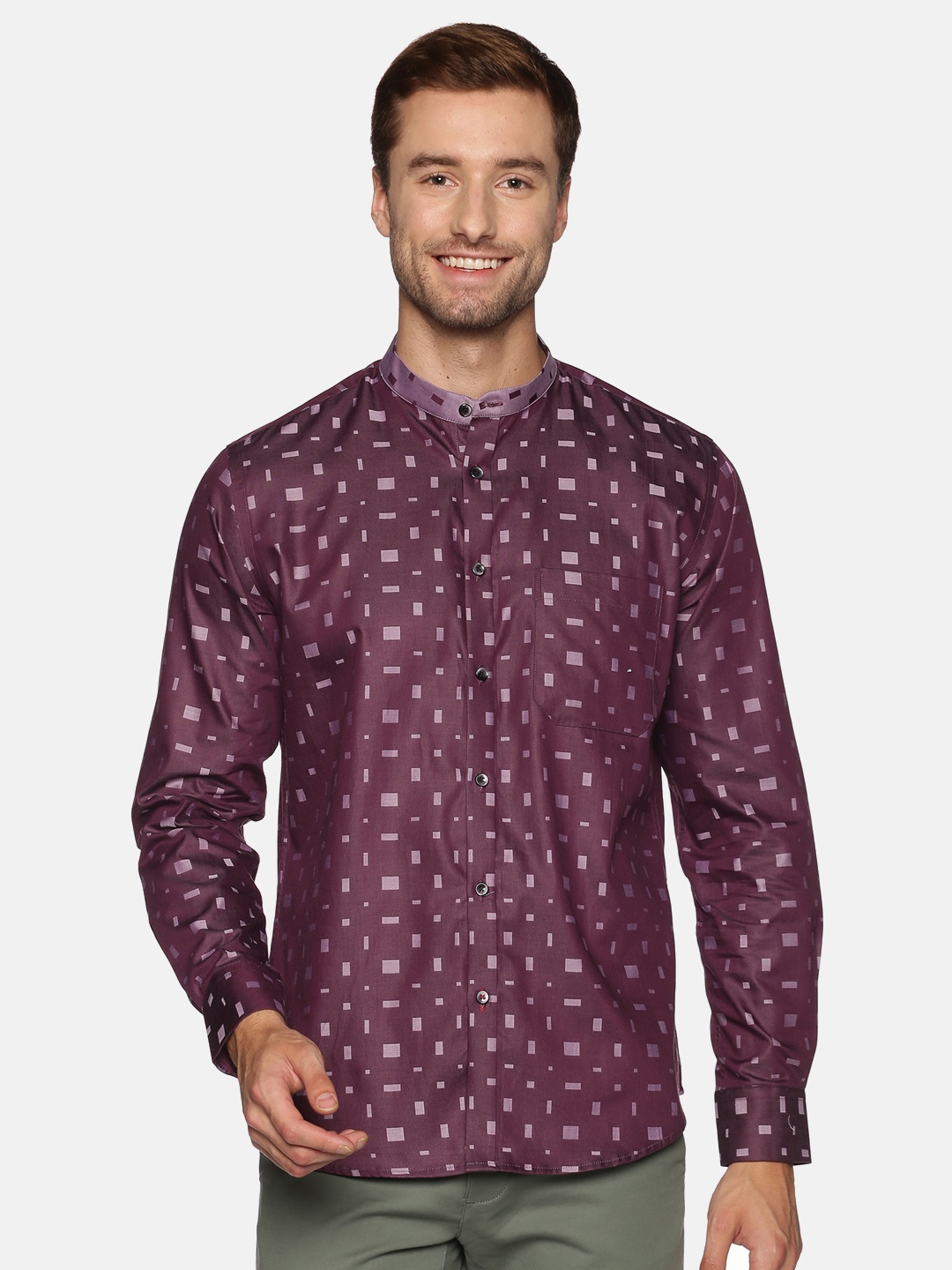 

DON VINO Men Purple Relaxed Printed Cotton Casual Shirt