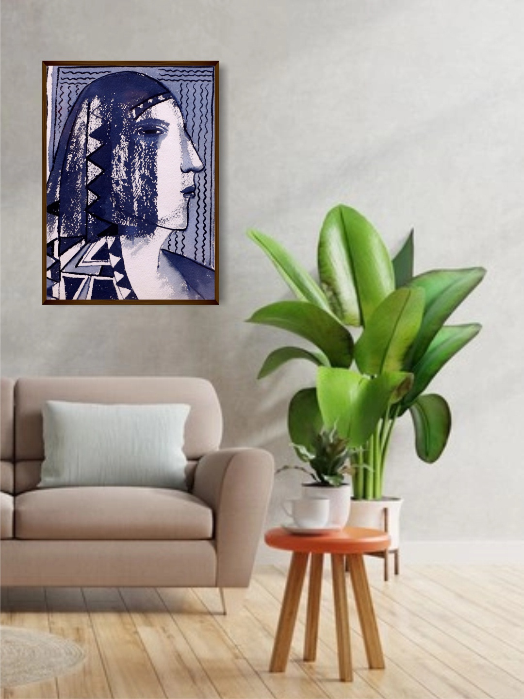 

The Art House Blue & White Abstract Painting Framed Wall Art