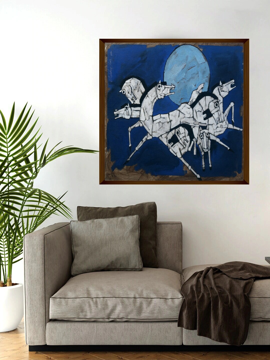 The Art House Blue & White Abstract Painting Wall Art