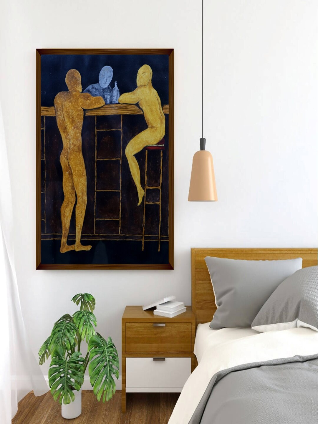

The Art House Navyblue & Mustard Yellow Abstract Painting, Multi