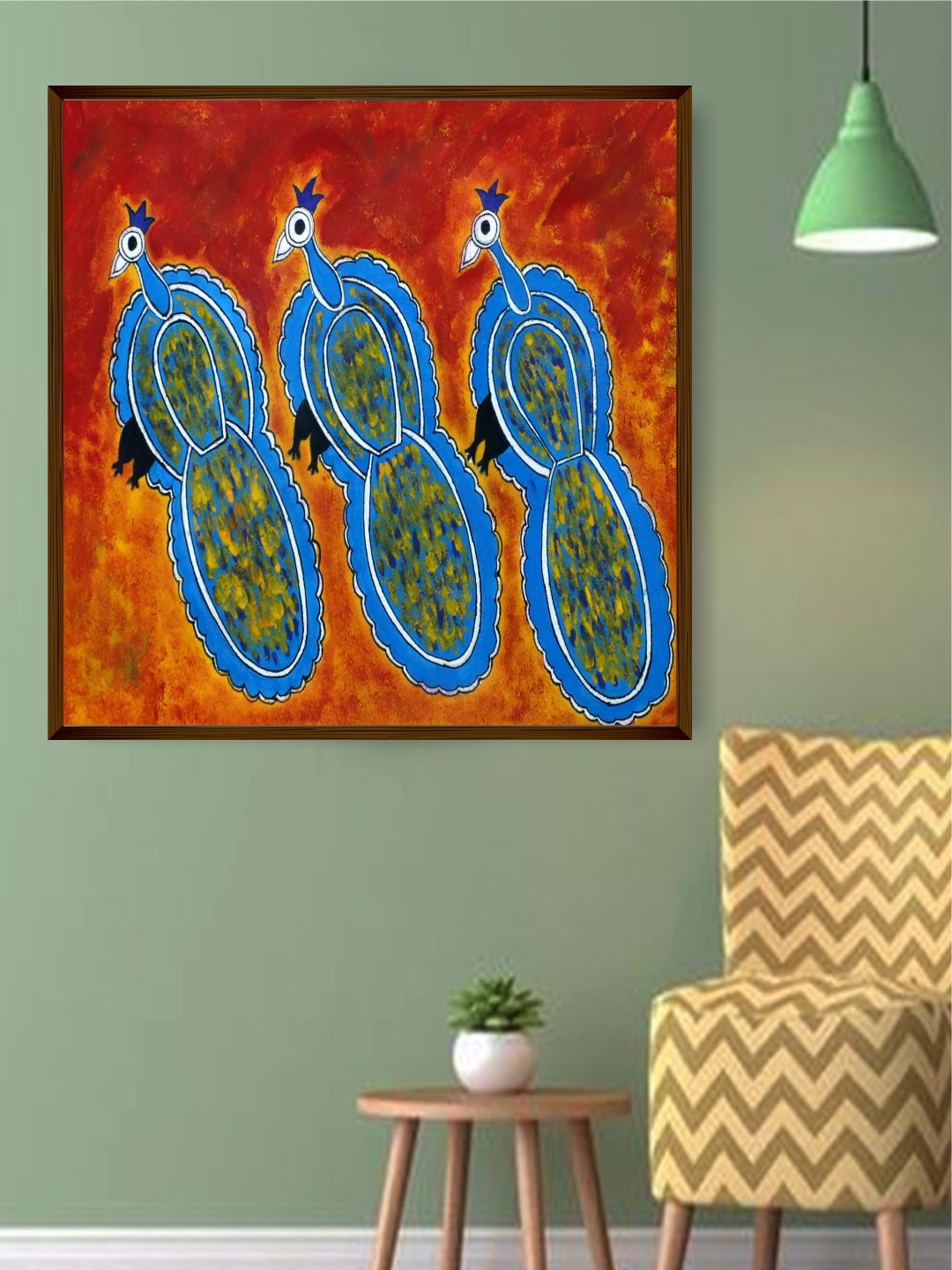 

The Art House Red & Blue Abstract Painting Framed Wall Art