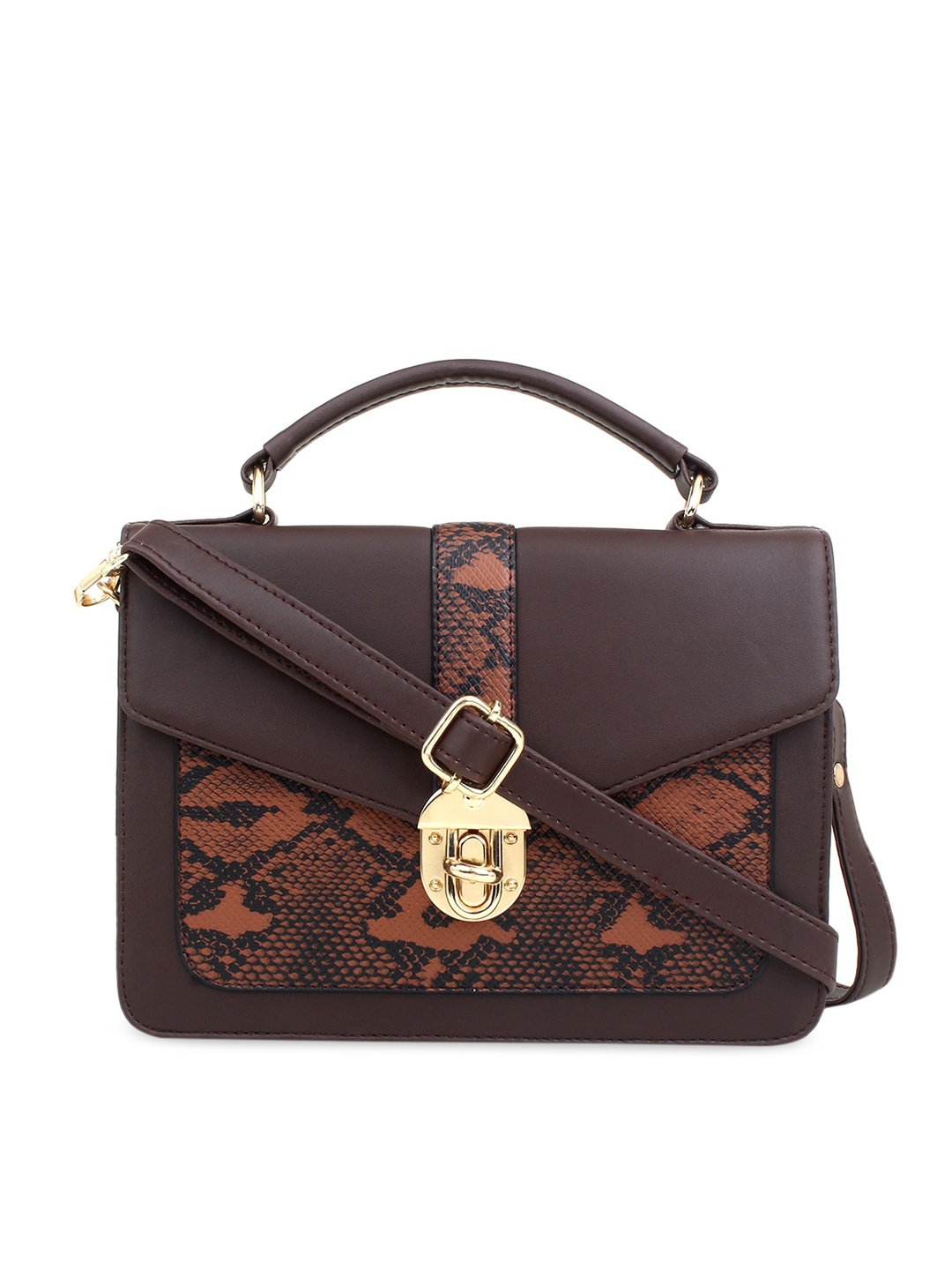 

LEGAL BRIBE Brown Animal Printed PU Structured Satchel
