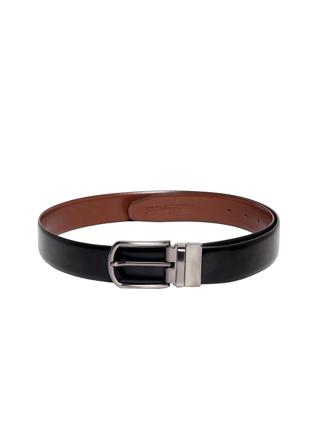 

MUTAQINOTI Men Black & Brown Reversible Leather Belt