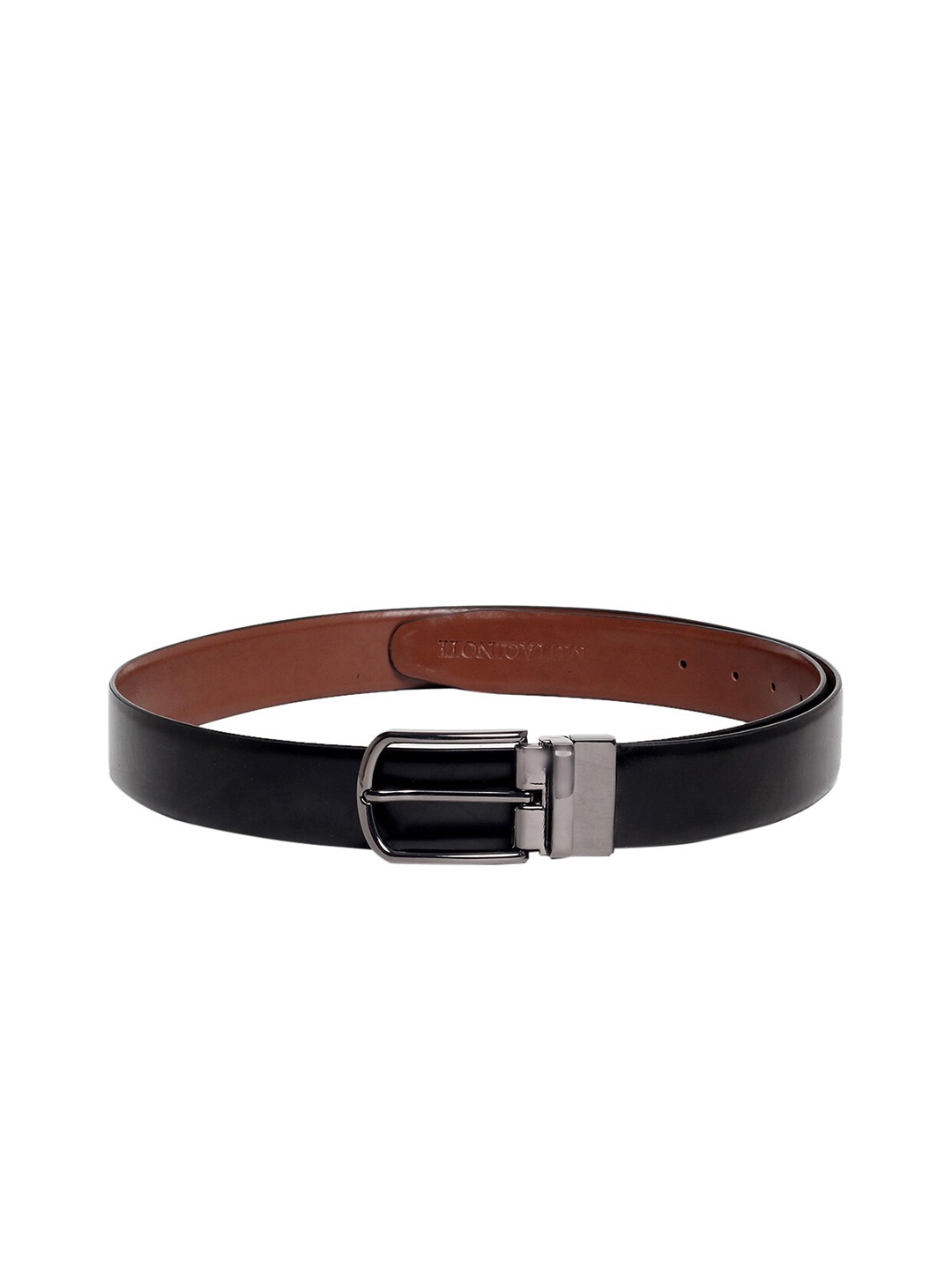 

MUTAQINOTI Men Black & Brown Leather Reversible Formal Belt