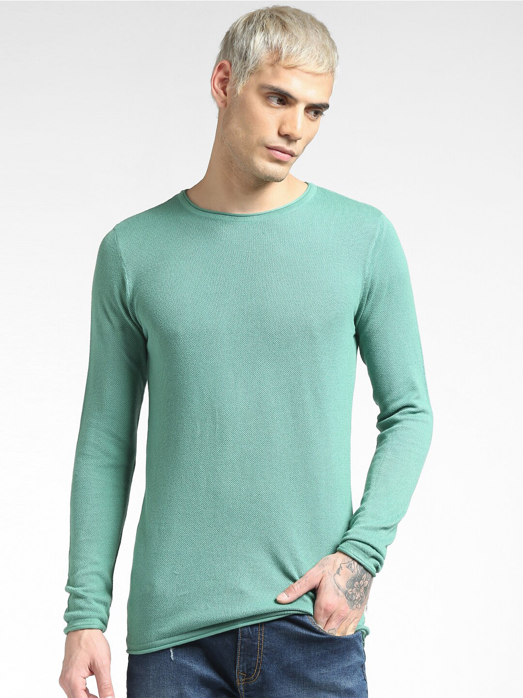 

Jack & Jones Men Green Crew Neck Pullover
