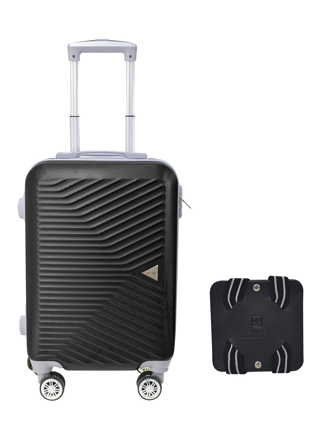 

SWISS MILITARY Set Of 2 Black Textured Luggage With Travel Luggage Belt