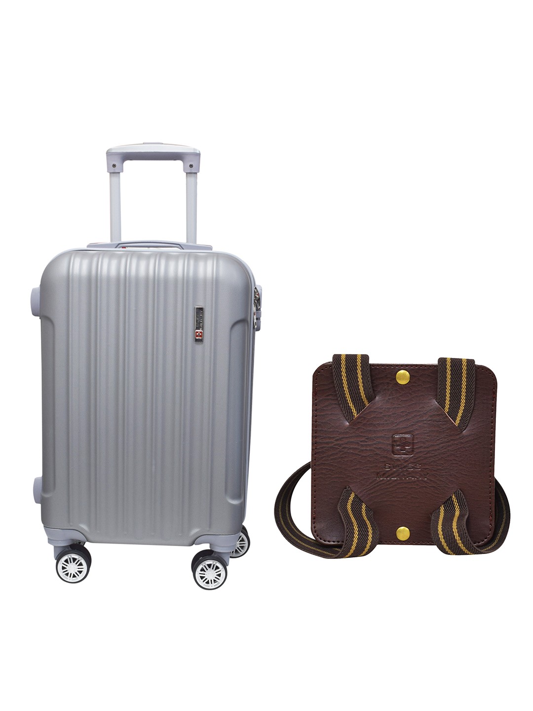 

THE ASSEMBLY Grey & Brown Solid Soft-Sided Cabin Trolley With Travel Luggage Belt