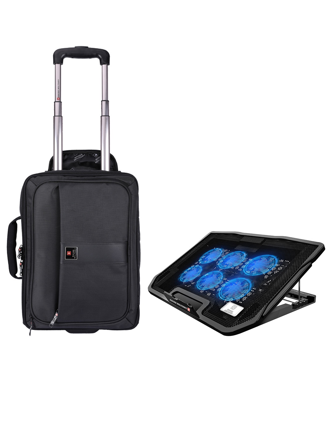 

THE ASSEMBLY Black Solid Soft-Sided Overnighter Trolley With Laptop Cooling Flexi Stand