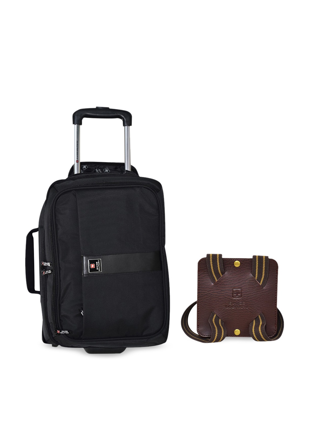 

SWISS MILITARY Pack of Black Laptop BriefCase Cum Backpack & Travel Luggage Belt