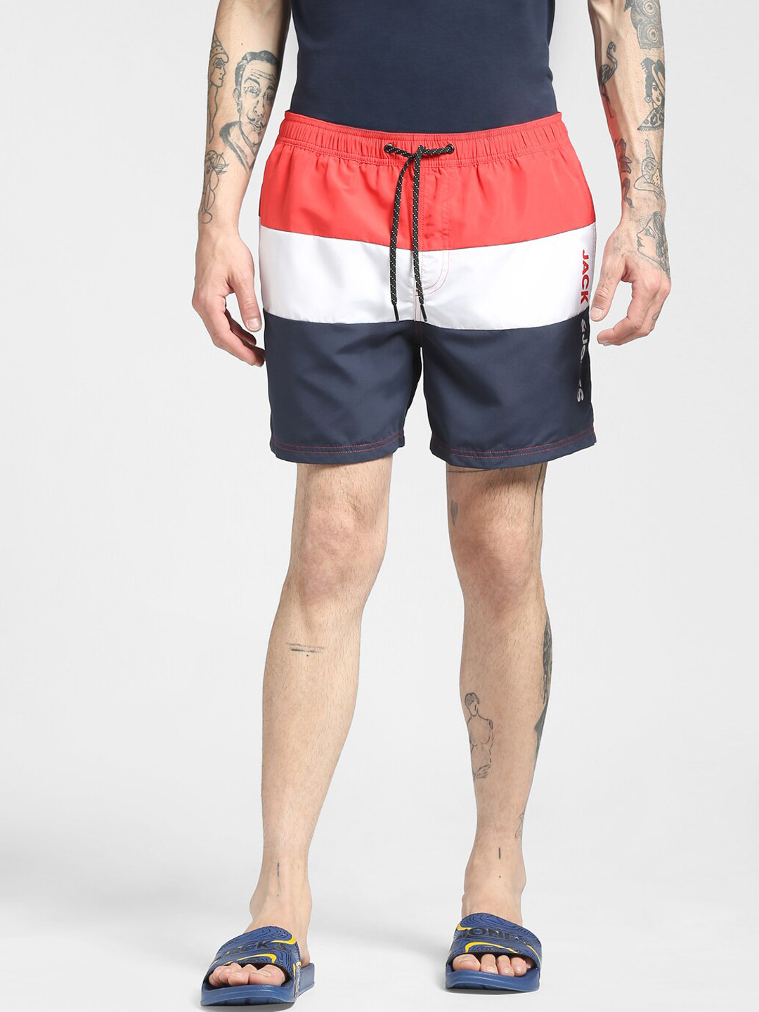 

Jack & Jones Men Red Colourblocked Shorts