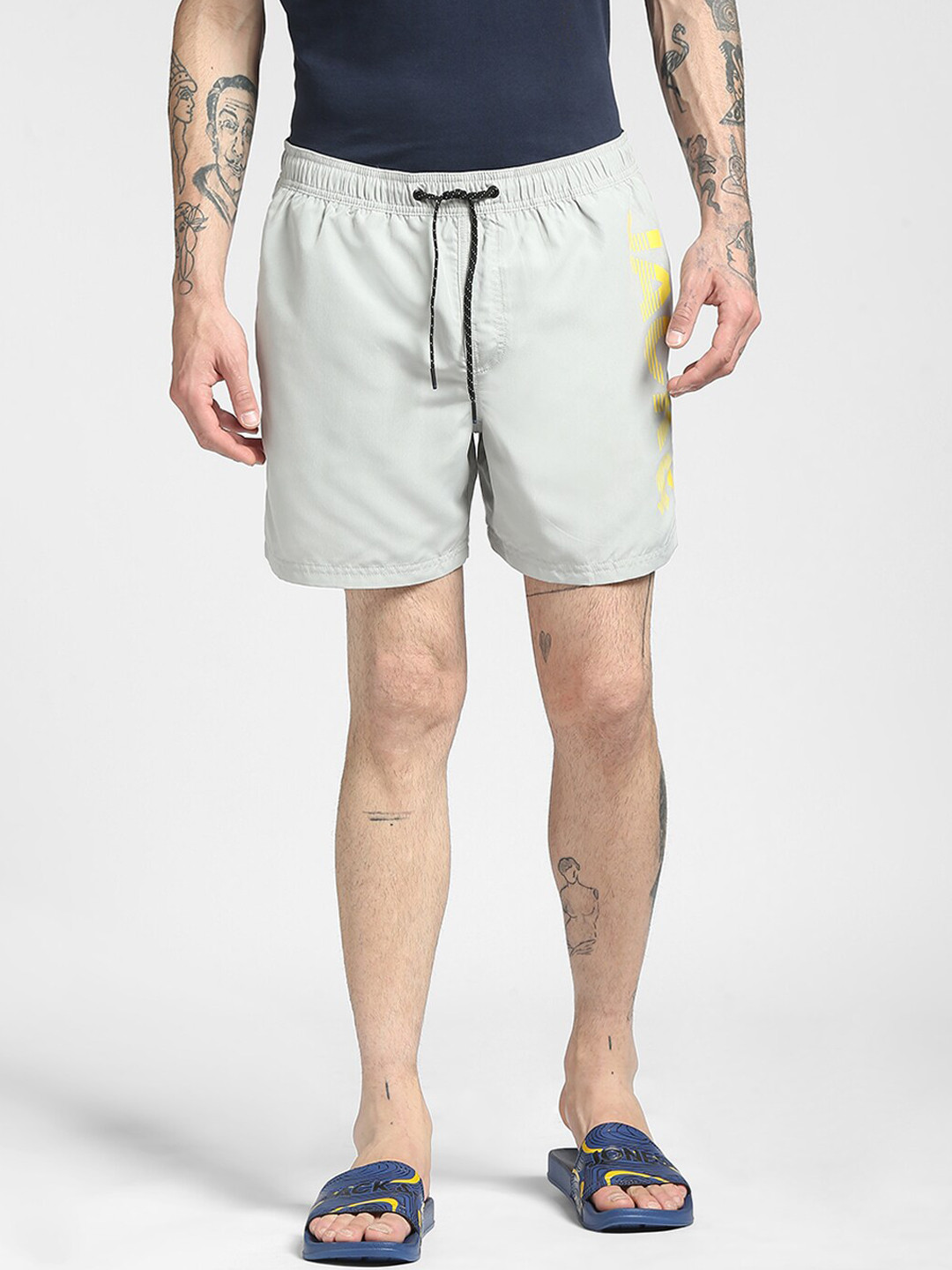 

Jack & Jones Men Grey Printed Shorts