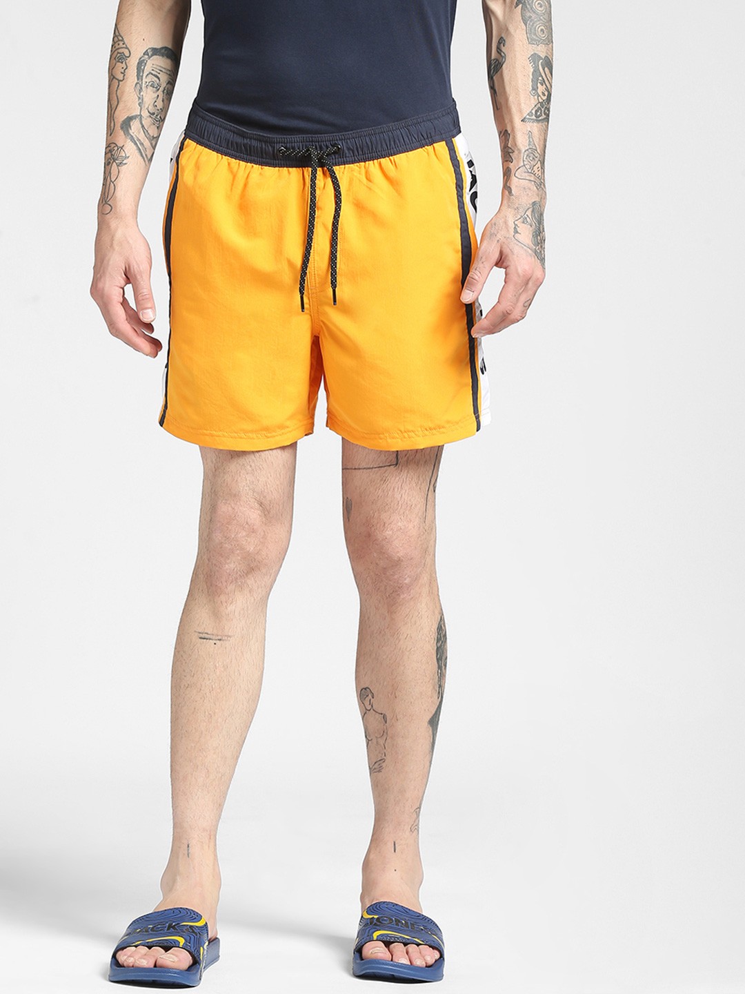

Jack & Jones Men Mid-Rise Yellow Shorts