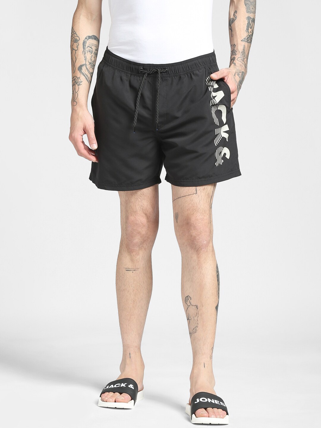 

Jack & Jones Men Black Printed Shorts