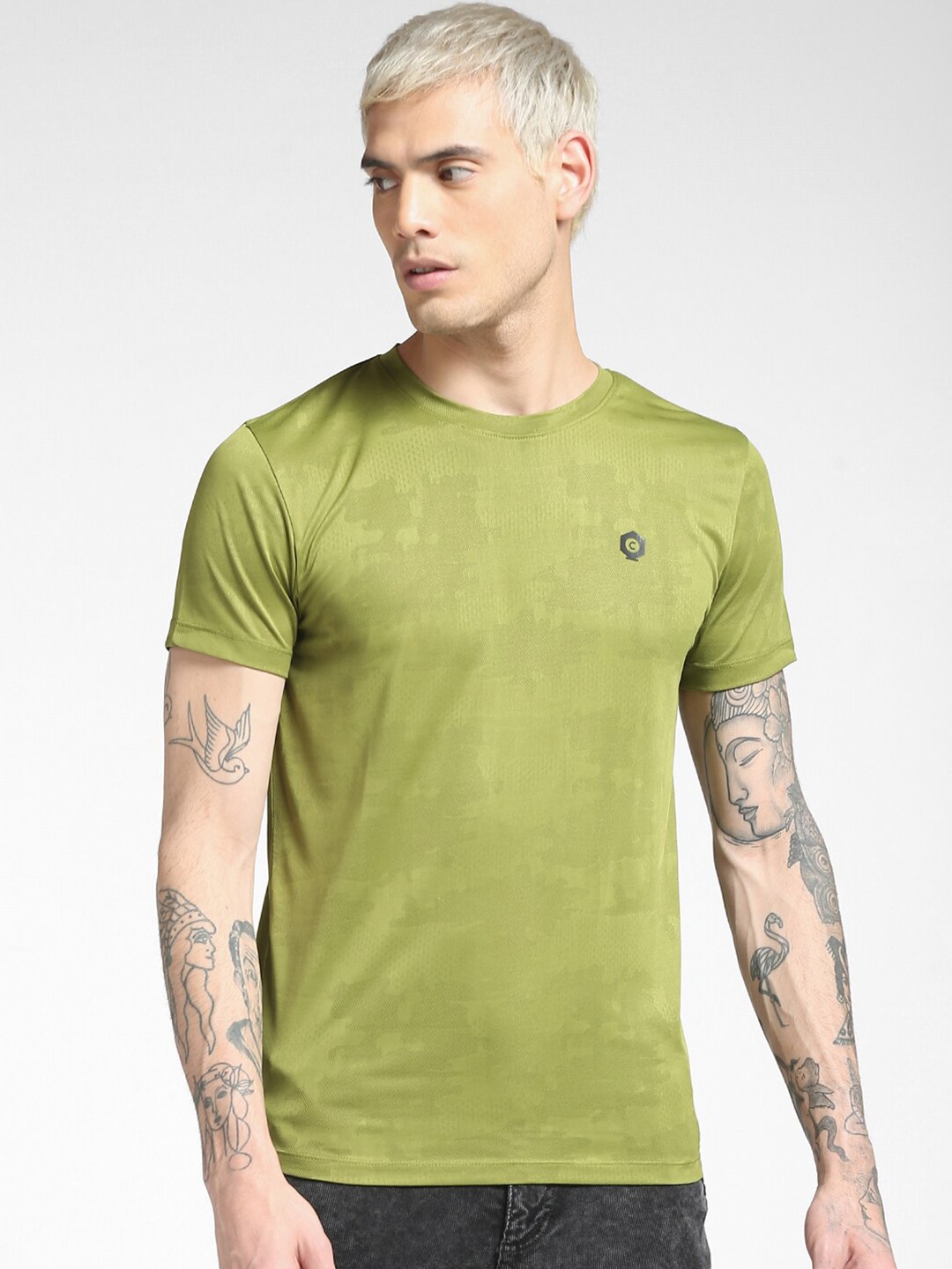 

Jack & Jones Men Green Slim Fit T-shirt