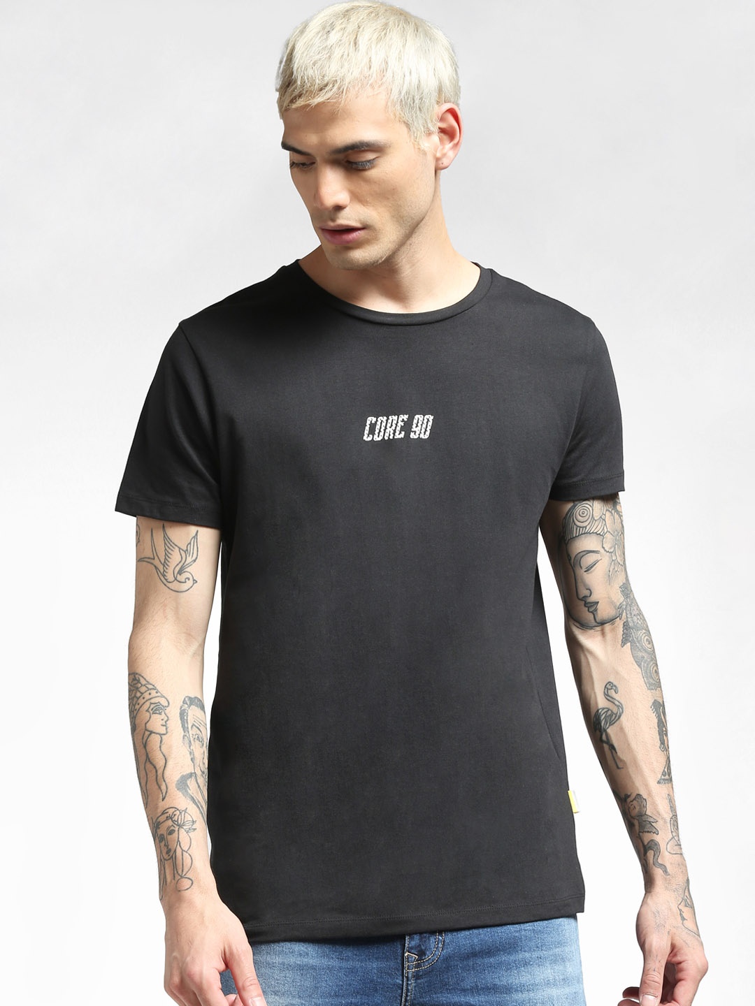 

Jack & Jones Men Black Typography Cotton T-shirt